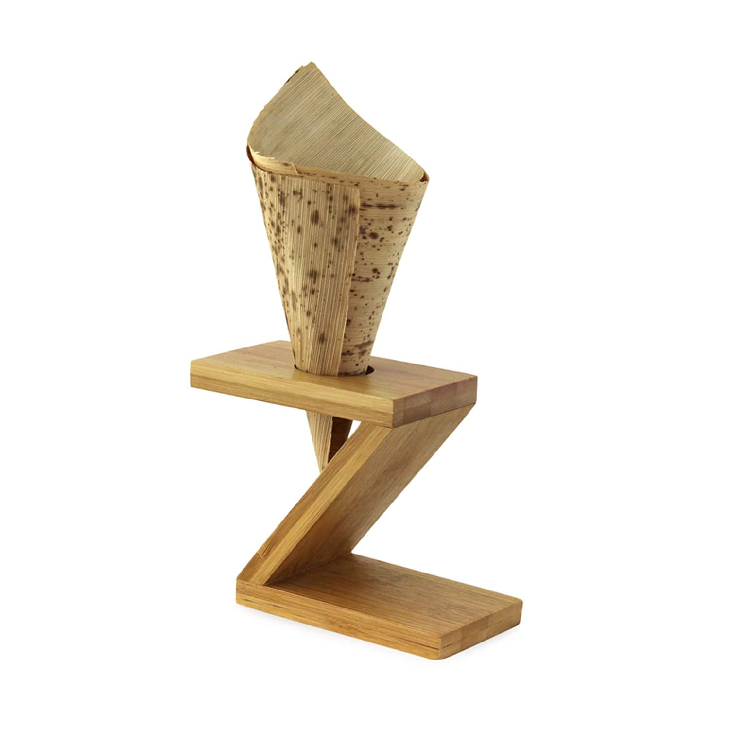 PACKNWOOD 210SBAM1Z - 10 Pack Bamboo Skewer Holder Stand - Eco-Friendly Z-Shaped Appetizer Display for Cocktails, BBQ, and Party Food - 100% Natural & Biodegradable (3.5x2.3x3.5in) - Perfect for Catering, Restaurants, and Home Entertaining