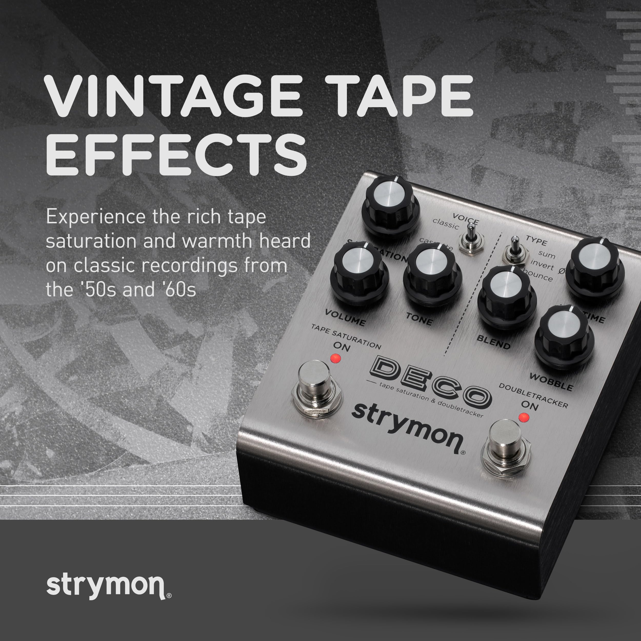 Strymon Deco V2 Tape Saturation & Doubletracker Guitar Effects Pedal - For Electric/Acoustic Guitars, Synths, Vocals, Keyboards | Studio Recording & Live Performance Effects Processor