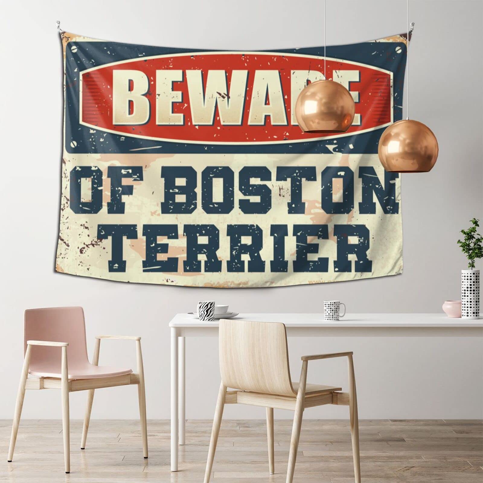 Boston Terrier Tapestry for Men - 75x100cm Large Wall Hanging Art, Unique Room Decor for Dog Lovers & Gun Enthusiasts - Perfect for Man Cave, Living Room, or Gift for Pet Owners