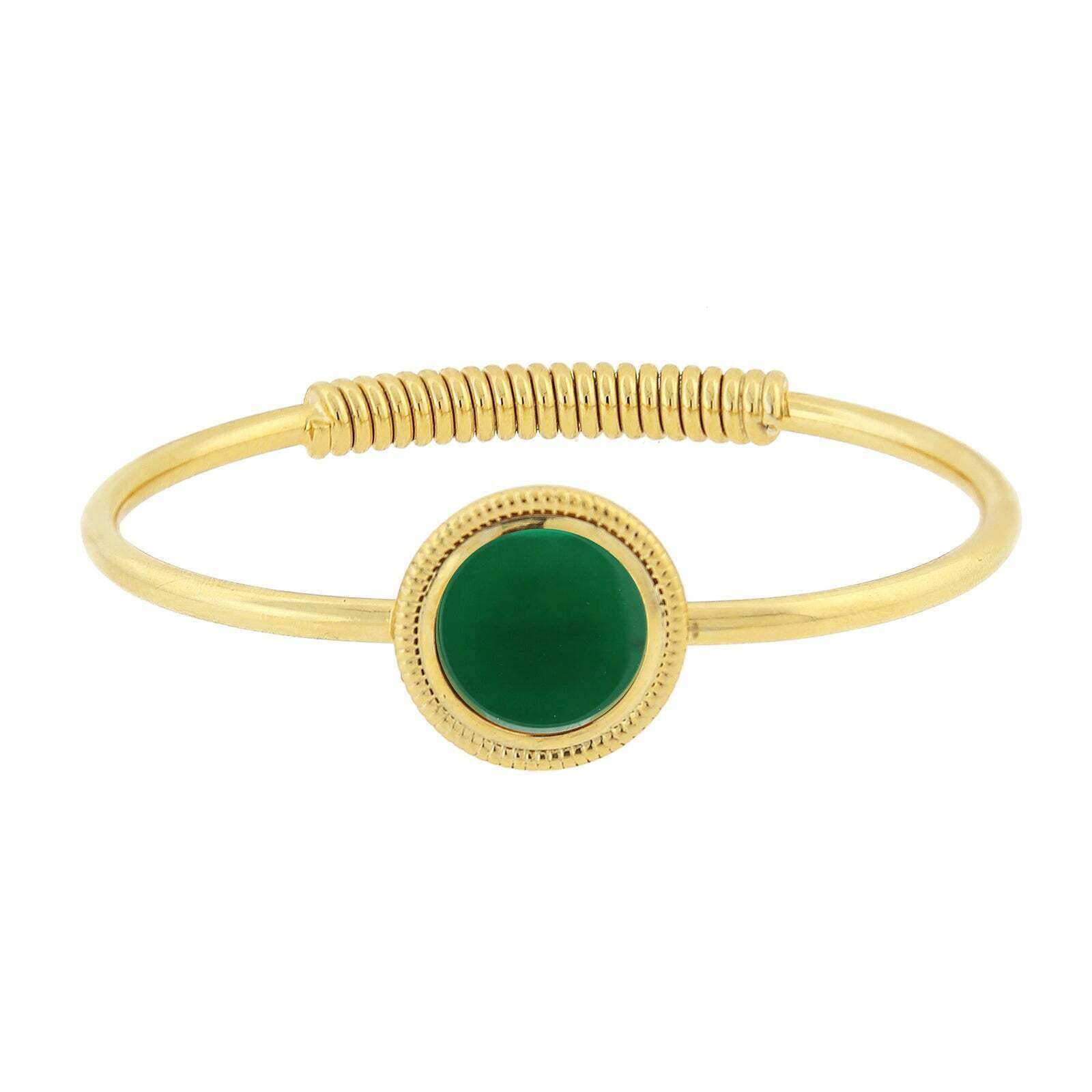 14K Gold Dipped Gemstone Spring Hinge Bracelet for Women - Elegant 1928 Jewelry Collection - Perfect for Weddings, Parties & Everyday Wear