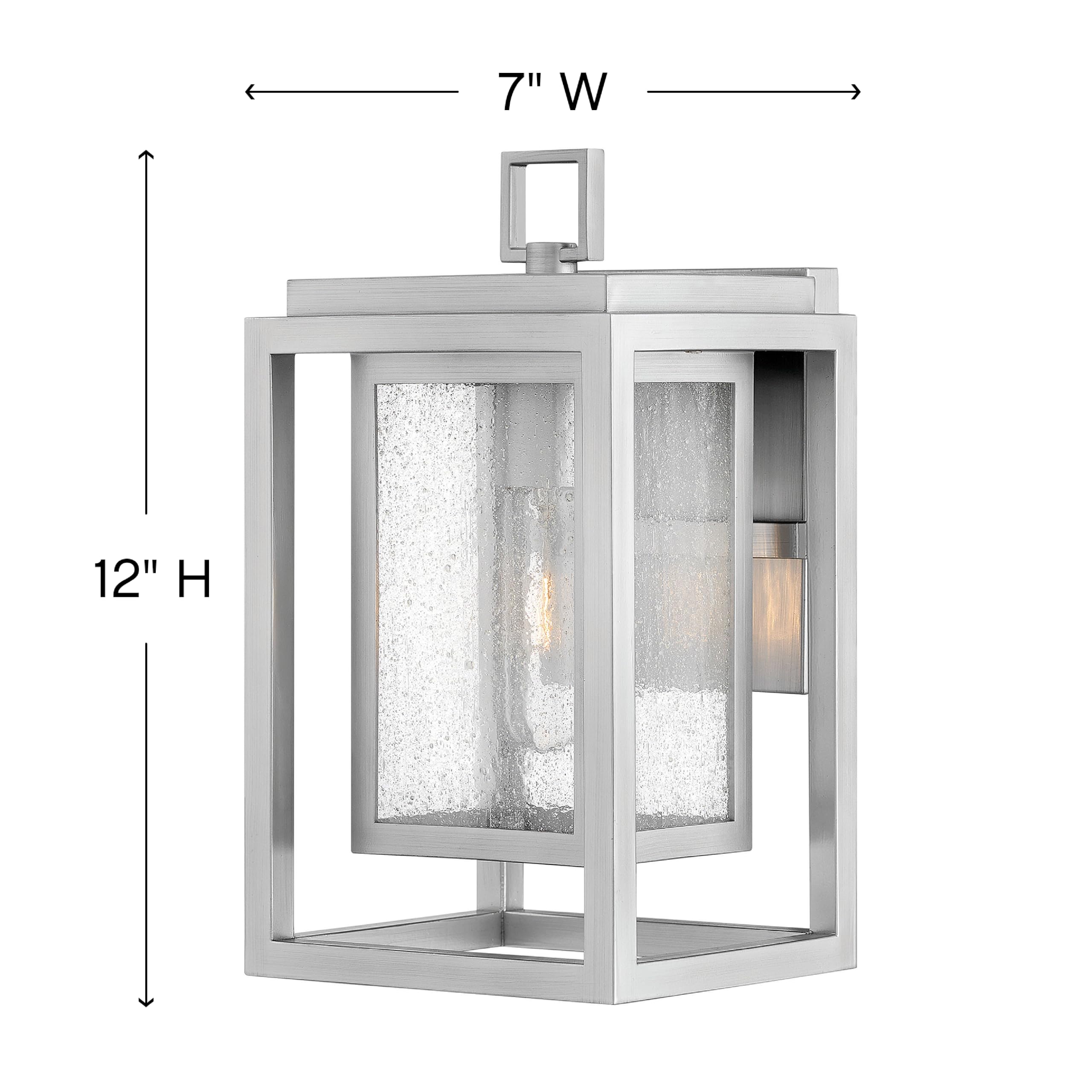 Hinkley Republic Small Wall Mount Outdoor LED Lantern with Clear Seedy Glass & Anti-Fading Satin Nickel Finish - Weatherproof Composite Material for Porch, Patio, Garden, and Entryway Lighting