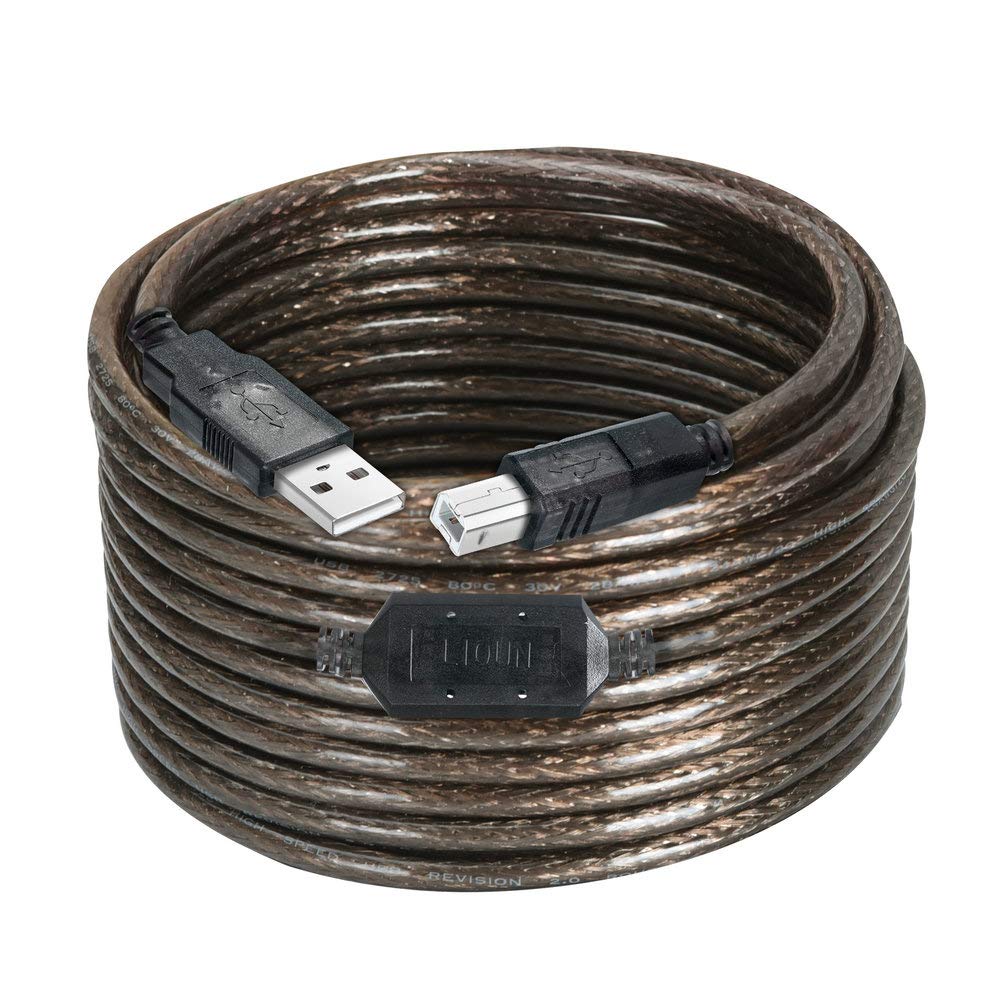 30ft USB 2.0 Printer Cable - High Speed USB A to B Cord with Built-in Signal Booster Chip for HP/Epson/Canon Printers & Scanners | Office & Home Use | Fast Data Transfer & Stable Connection