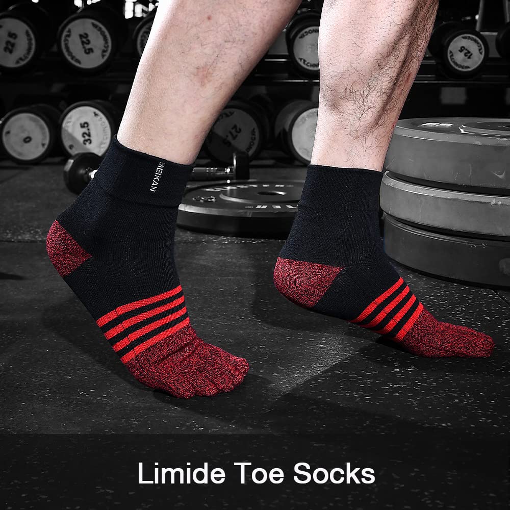 Breathable Men's Cotton Toe Socks - 5 Finger Compression Crew Socks for Running & Athletic Activities - No Show Design (4 Pairs, Size 7-11) - Perfect for Gym, Yoga & Outdoor Sports