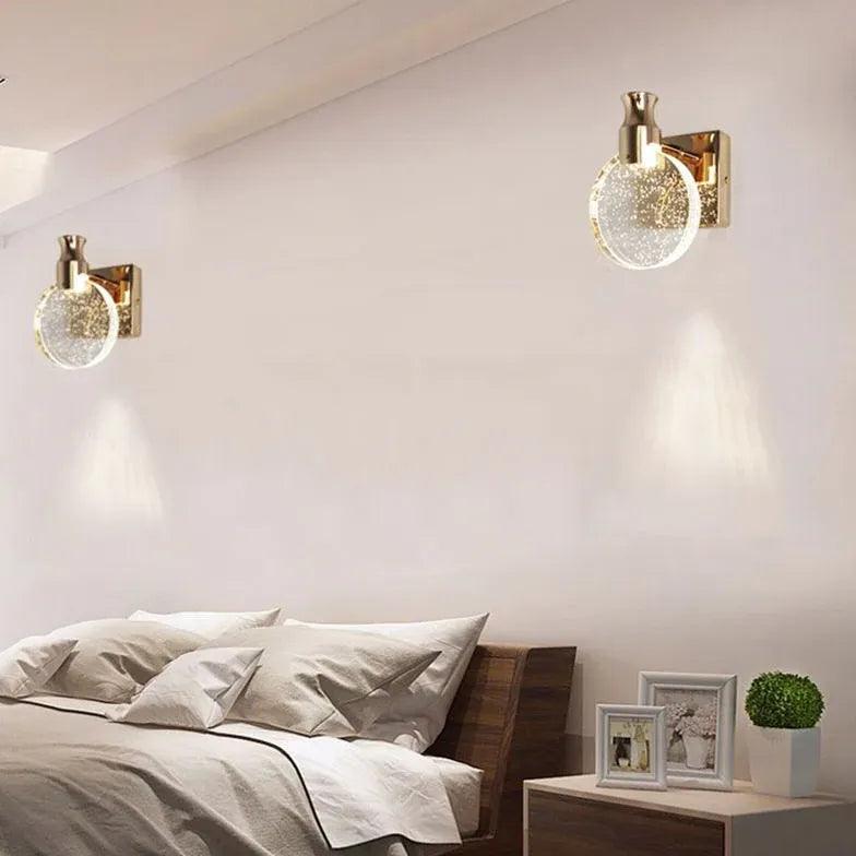 Round Bubble Transparent Metal LED Wall Light - Modern Dimmable Indoor/Outdoor Lighting for Living Room, Bedroom, Patio & Garden Decor