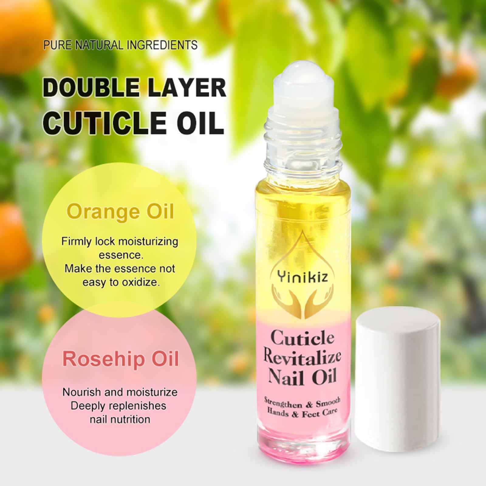 2PCS Cuticle Oil Pen with Vitamin E - Nail Growth Treatment & Strengthener for Thin Nails, Manicure Care Kit with Rollerball Applicator - Perfect for Home Nail Care & Salon Use