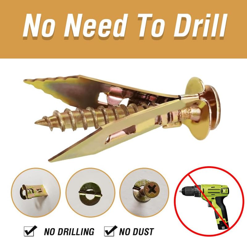 2024 New Self-Drilling Drywall Anchors with Screws - Zinc Plated Steel Wall Anchors for TV Mounting, Bike Racks & Cabinets (30pcs, 12mm x 30mm) - Easy Installation & Heavy Duty Support