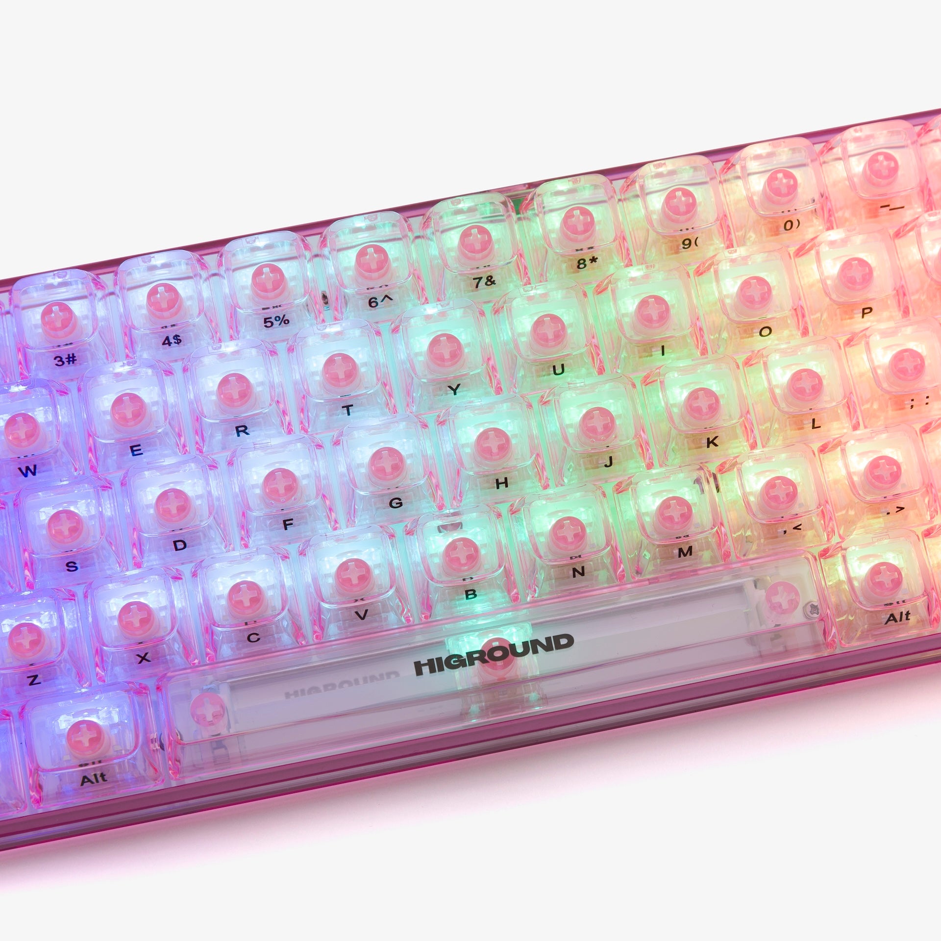 Clear Rose Quartz Basecamp 65% Mechanical Keyboard with Honey V2 Switches - Compact RGB Gaming Keyboard for PC, Mac, Typing & Office Work