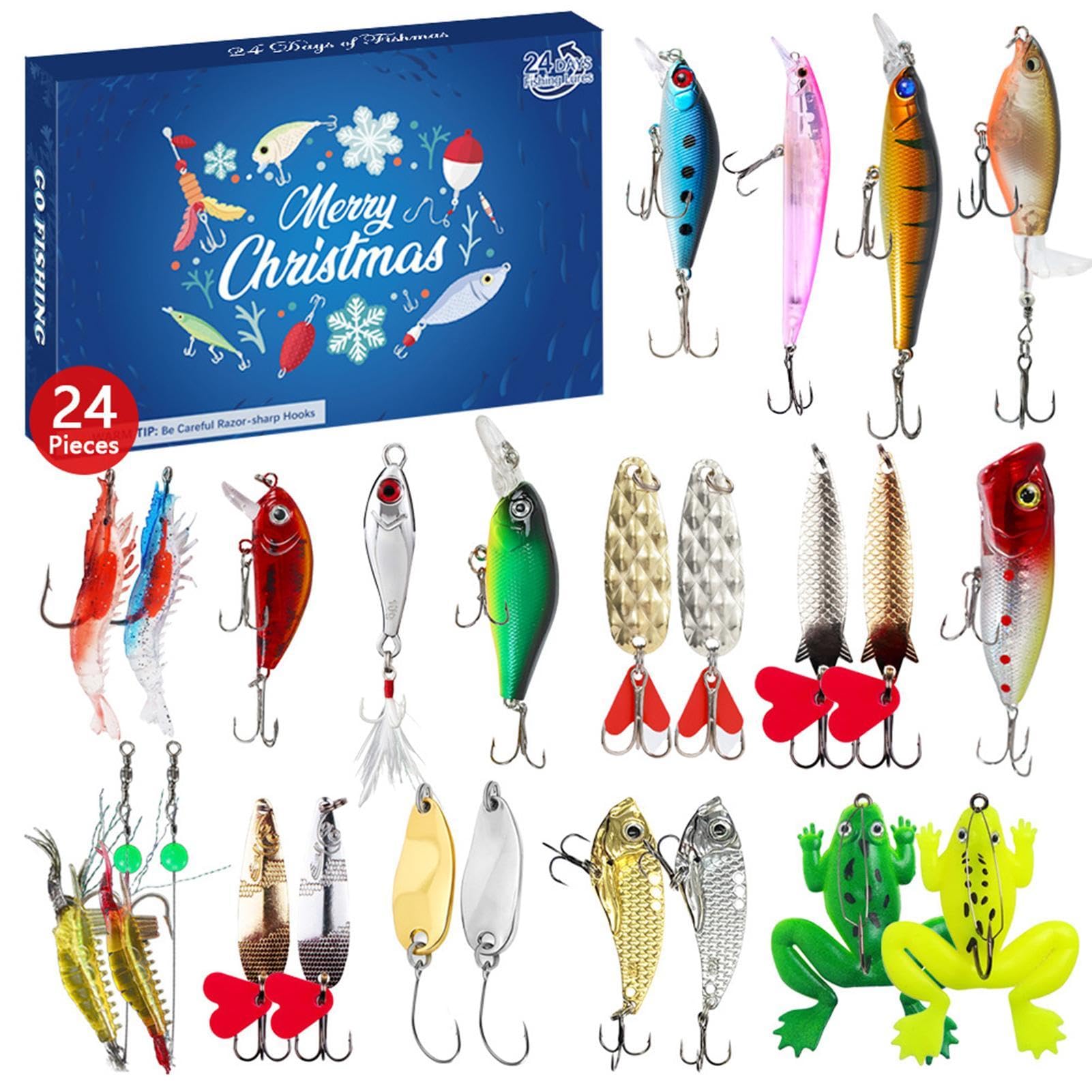 24-Piece Fishing Advent Calendar Countdown - Christmas Bait Set for Anglers | Perfect Holiday Gift for Family & Friends | Fun Countdown to Christmas for Fishing Enthusiasts