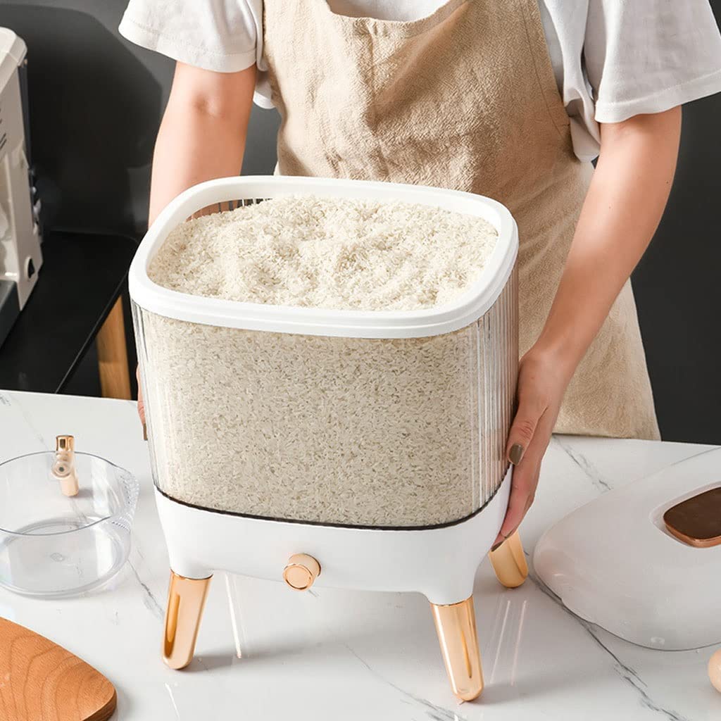 Airtight Rice Storage Container with Lid - Large Capacity Rice Dispenser & Cereal Bucket for Kitchen, Pantry Organization | Perfect for Rice, Grains, Flour, and Dry Food Storage
