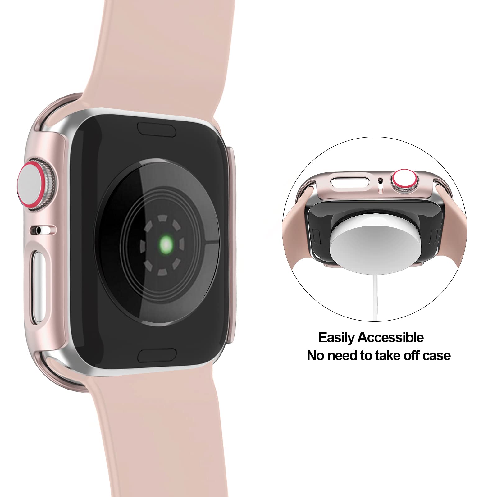 3 Pack Hard PC Case for Apple Watch Series 3/2/1 38mm - BHARVEST Protective Cover with Tempered Glass Screen Protector | Bubble-Free Design | Black, White & Rose Gold | Perfect for Gym, Work & Outdoor Activities