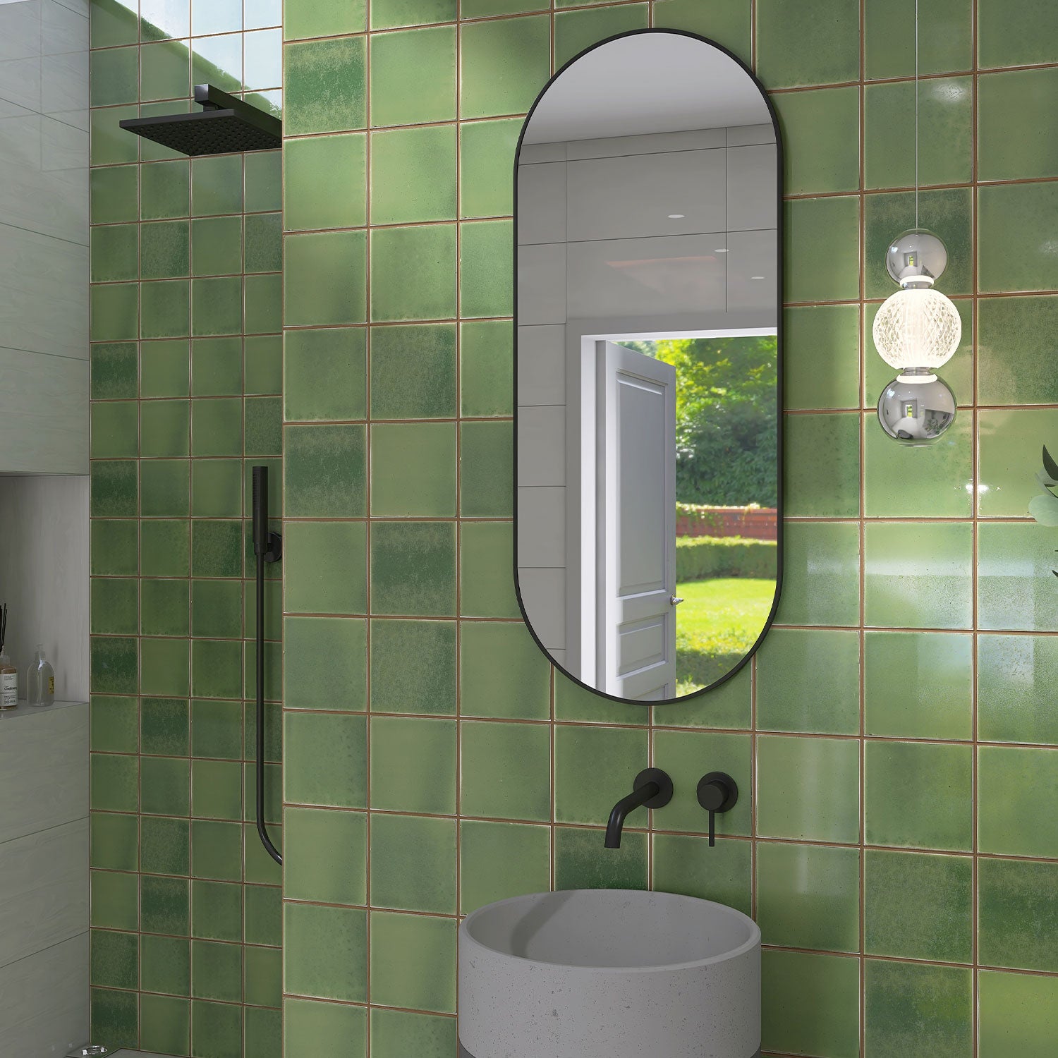 Havana Emerald Green 150x150mm Handmade Zellige Glossy Ceramic Tile - Perfect for Kitchen Backsplash, Bathroom Walls & Mediterranean Style Decor