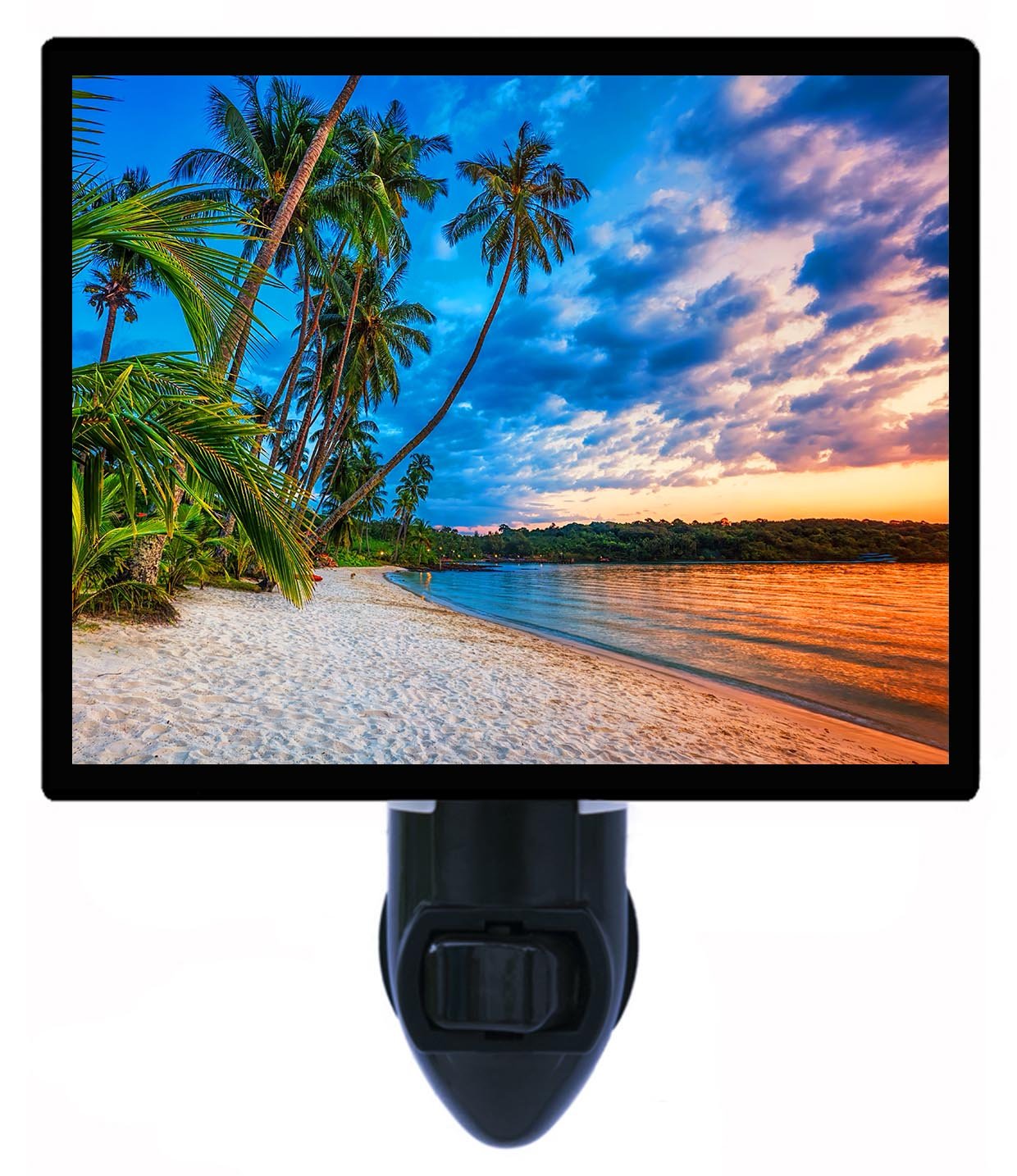 Night Light - Tropical Beach Sunset with Sand & Palm Trees for Kids, Bedroom, Nursery, or Relaxation