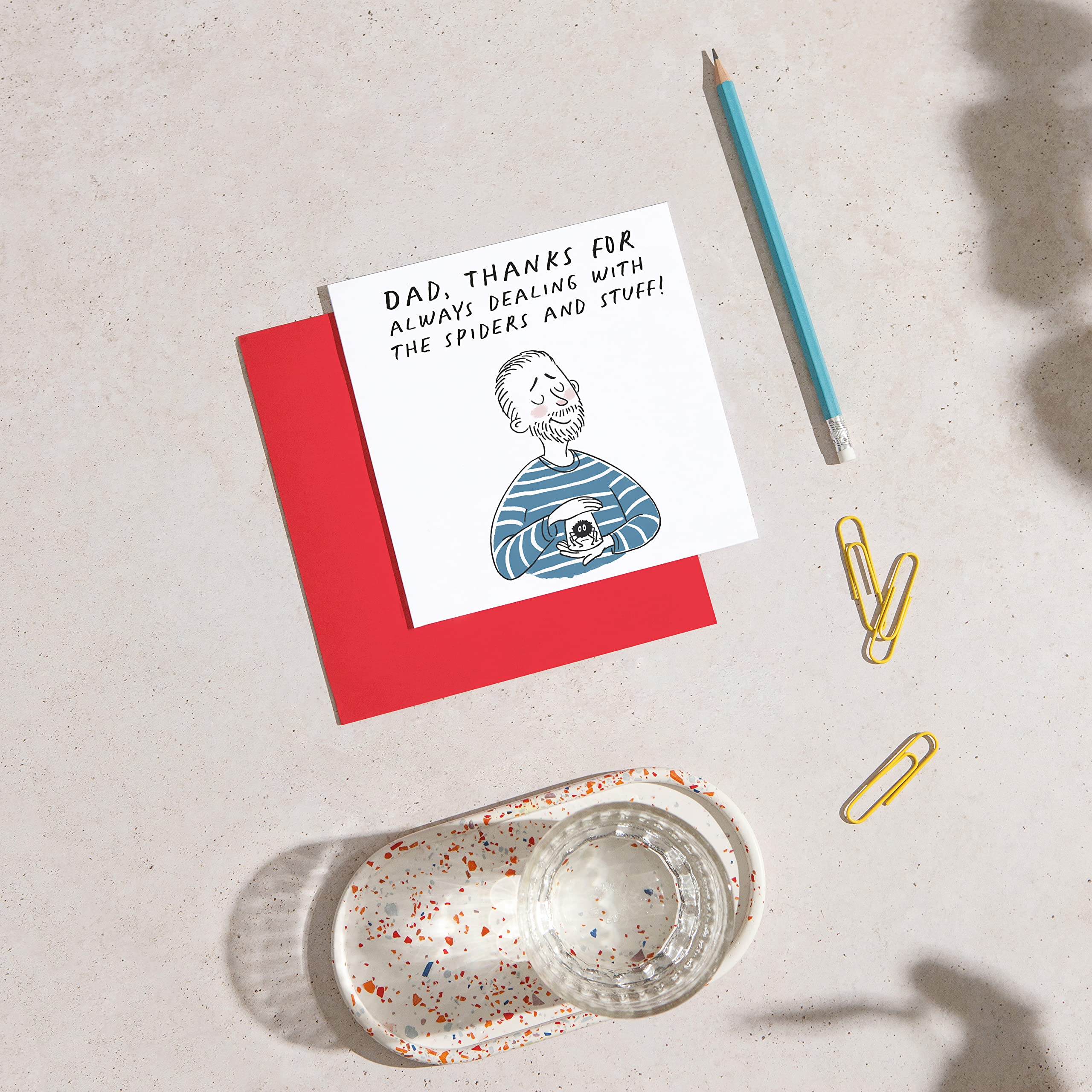 Funny Dad Birthday Card - Humorous Spider Removal Design - Perfect for Father's Day & Special Occasions - 5.8x5.8 Inch Square Greeting Card for Him - Great Gift Idea for Dads Who Love Jokes
