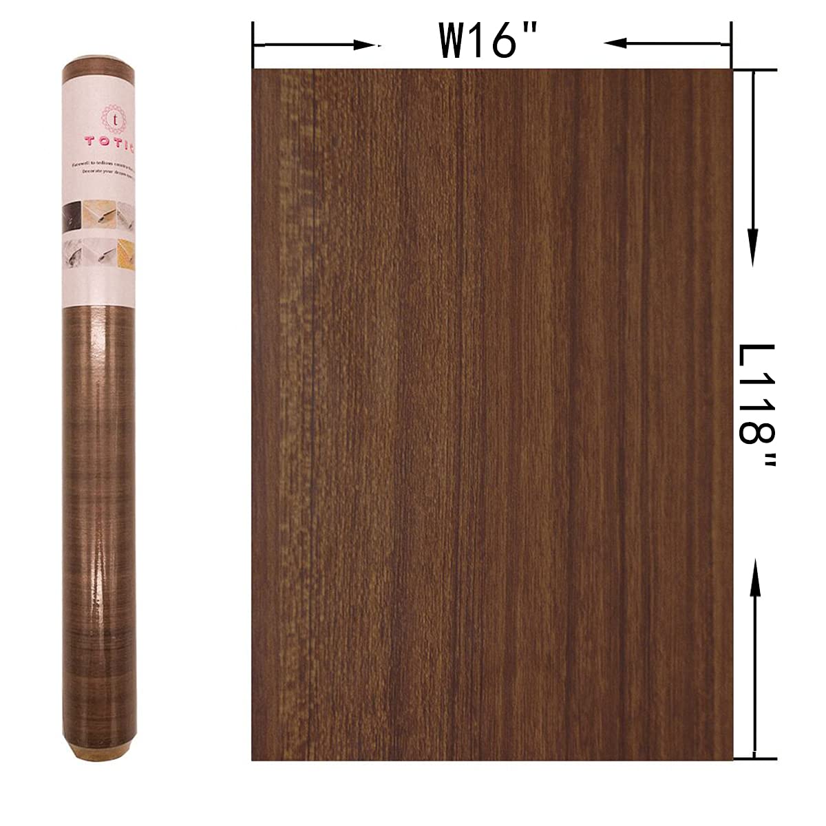 TOTIO Brown Wood Grain Contact Paper - Thick Walnut Peel & Stick Wallpaper | Waterproof Removable Adhesive Vinyl Wrap for Countertops, Tables & Walls | DIY Home Decor, Kitchen Backsplash, Furniture Makeover