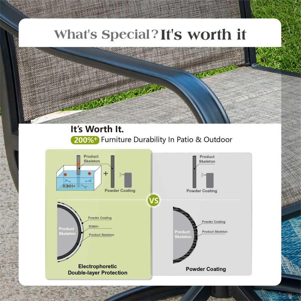 PHI VILLA 9-Piece or 7-Piece Adjustable Height Outdoor Patio Dining Set with Textilene Swivel Chairs - Perfect for Backyard, Garden, Poolside & Alfresco Dining