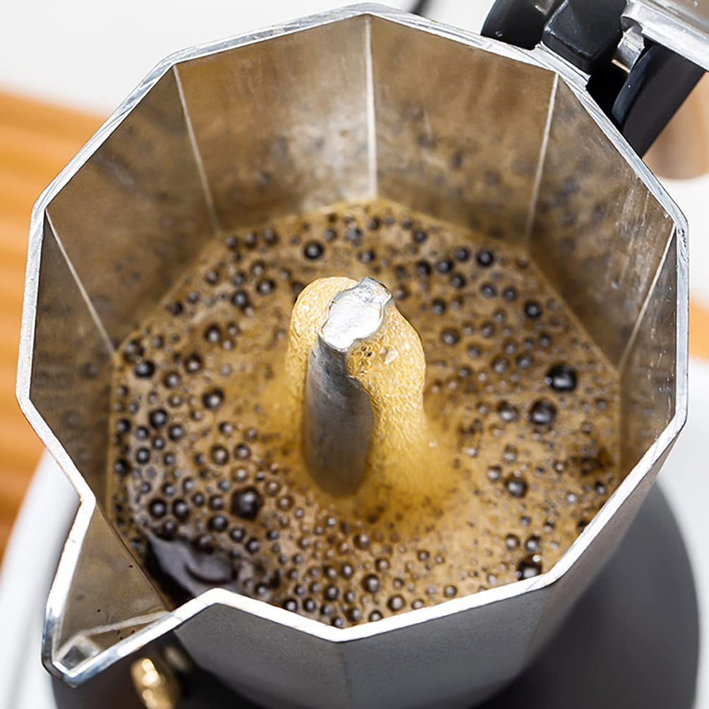 Classic Italian Stovetop Moka Pot Espresso Maker - 3 Cup Coffee Maker with Natural Wood Handle for Home, Office & Camping Use