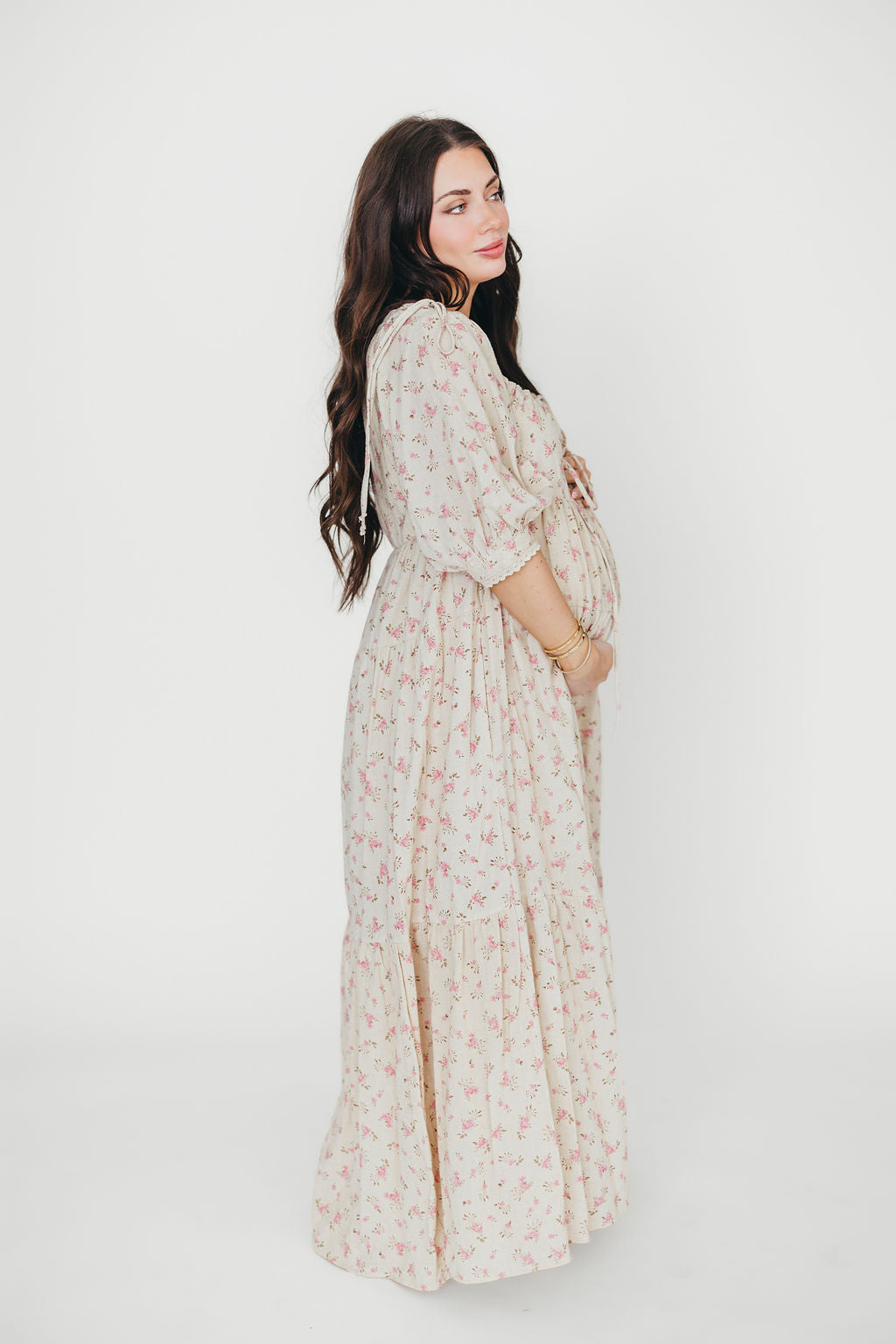 100% Cotton Maxi Dress for Women - Floral Print in Pink & Brown | Boho Summer Dress for Beach, Vacation & Casual Wear