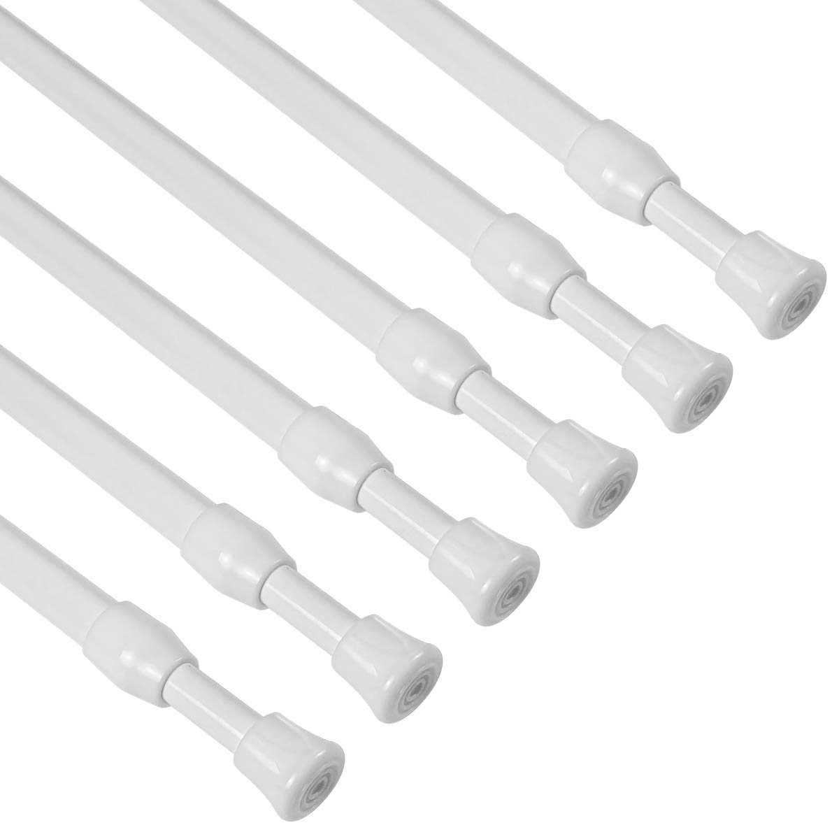 KXLIFE 6 Pack Small Spring Tension Curtain Rods 16-28 Inch - No Drill Window Tension Rods for Kitchen, Bathroom, Cupboard & Closet - White (Perfect for Sheer Curtains, Valances & Room Dividers)