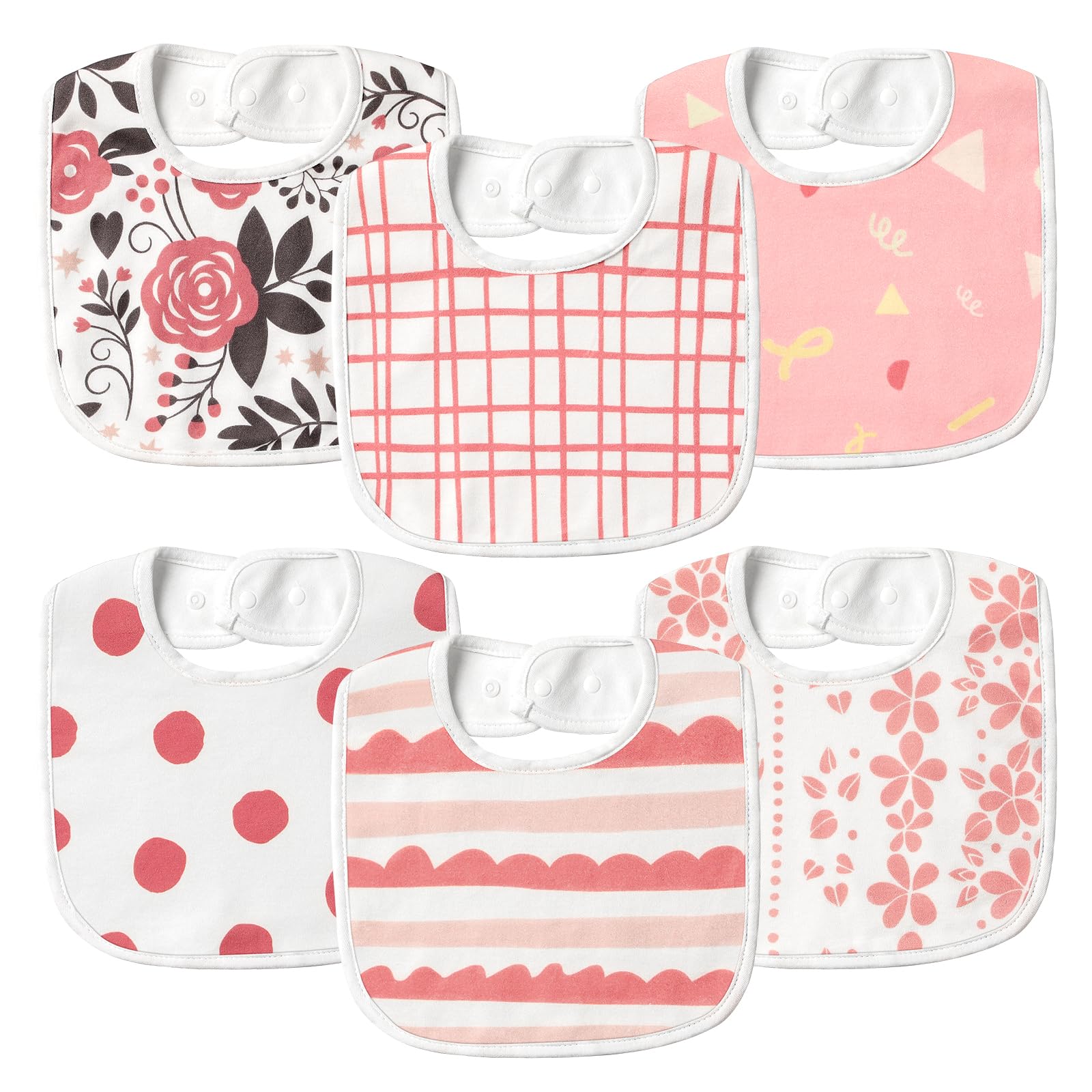 6 Pack Organic Baby Bibs for Boys & Girls - Soft Cotton Drool Bibs for Teething Infants | Perfect for Feeding, Mealtime & Messy Play