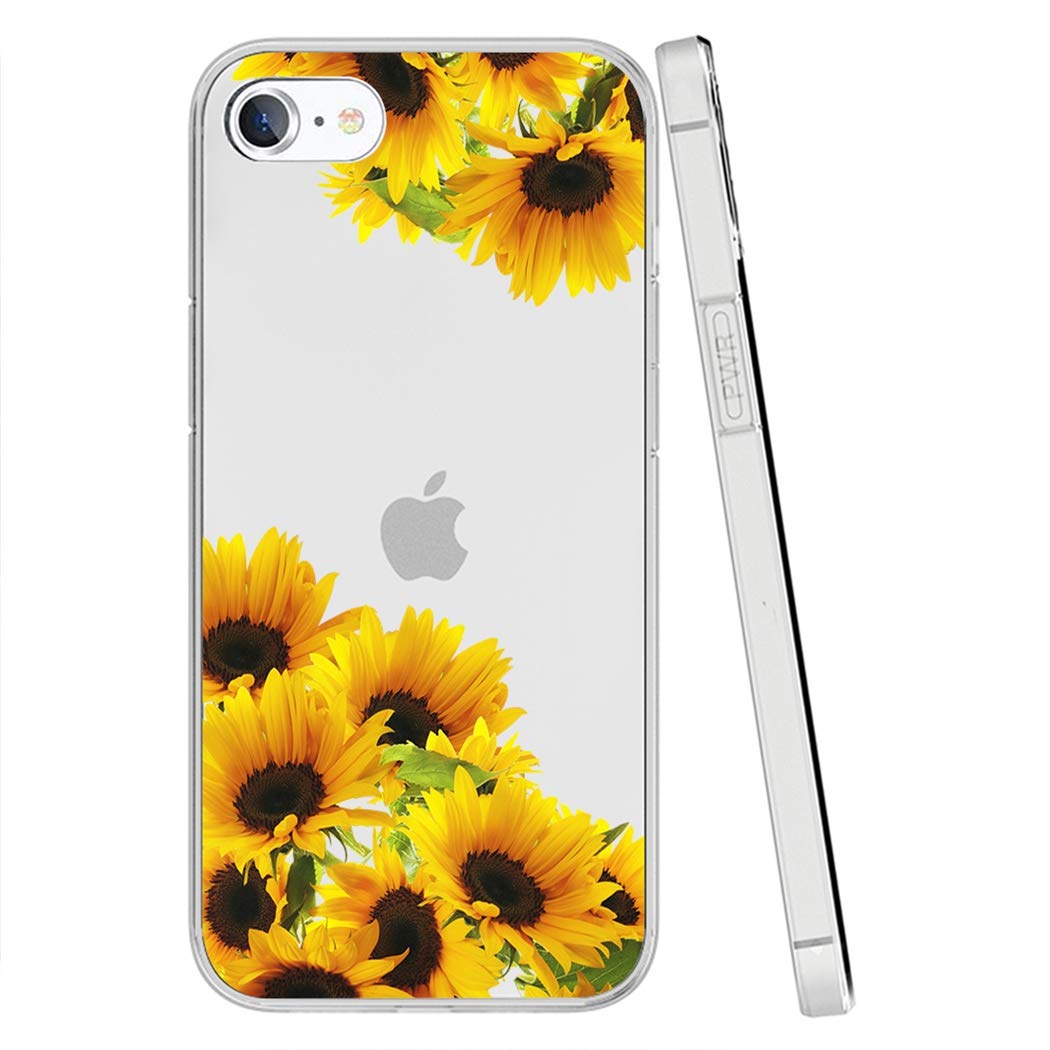 Cute Clear Slim Shockproof Sunflower TPU Phone Case for iPhone 5S/5/SE (2016) - Soft Protective Cover for Girls, Perfect for Everyday Use & Gifts