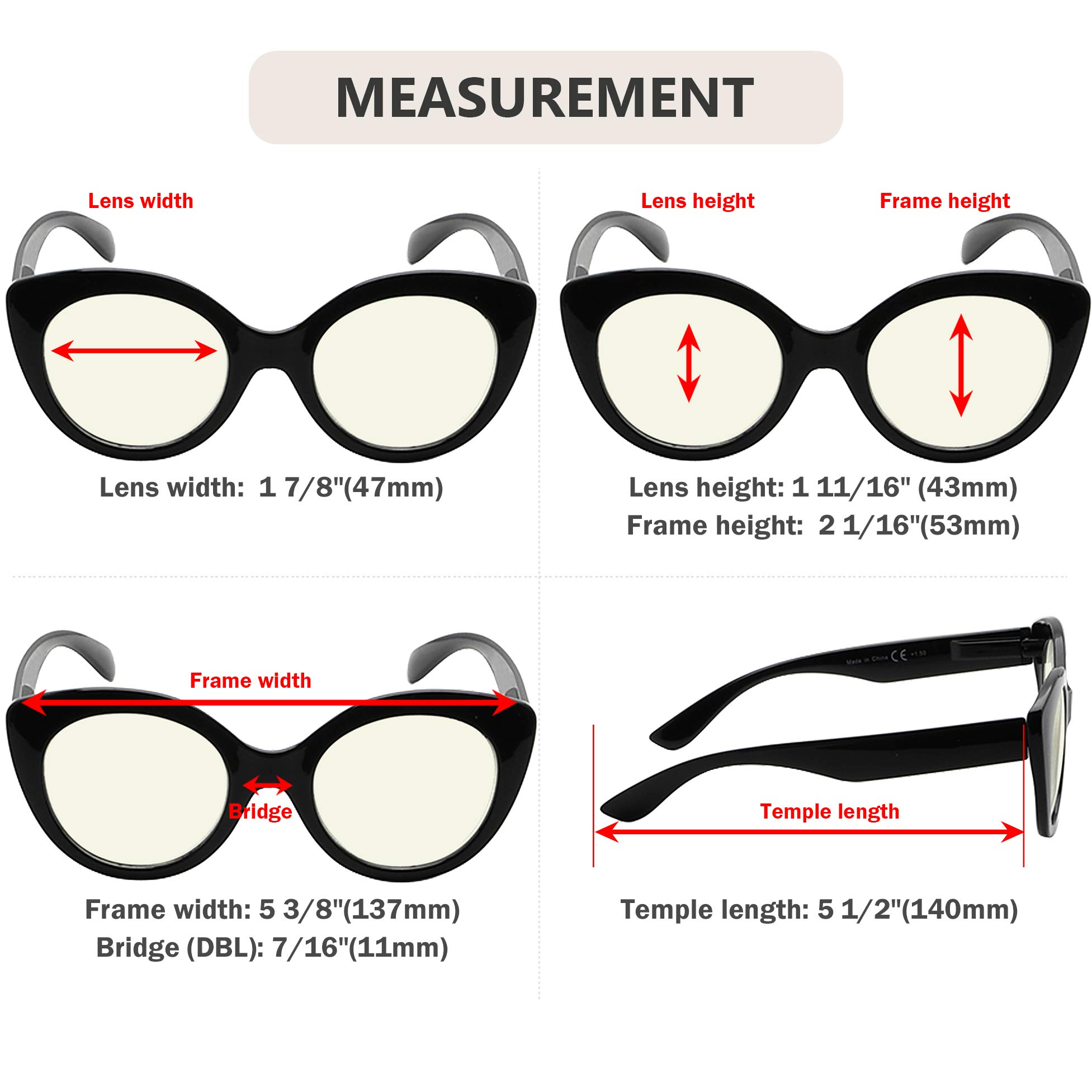 Blue Light Blocking Glasses for Women - Oversized Round Computer & Reading Glasses with UV Protection - Reduce Eye Strain for Office Work, Gaming & Screen Time