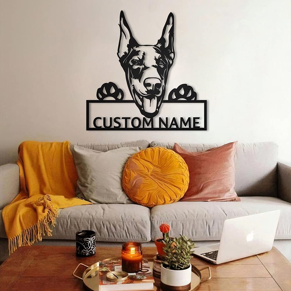 Custom Personalized Doberman Dog Metal Sign Art - Unique Doberman Pet Gift for Dog Lovers - Funny Animal Wall Decor for Home, Office & Kennel