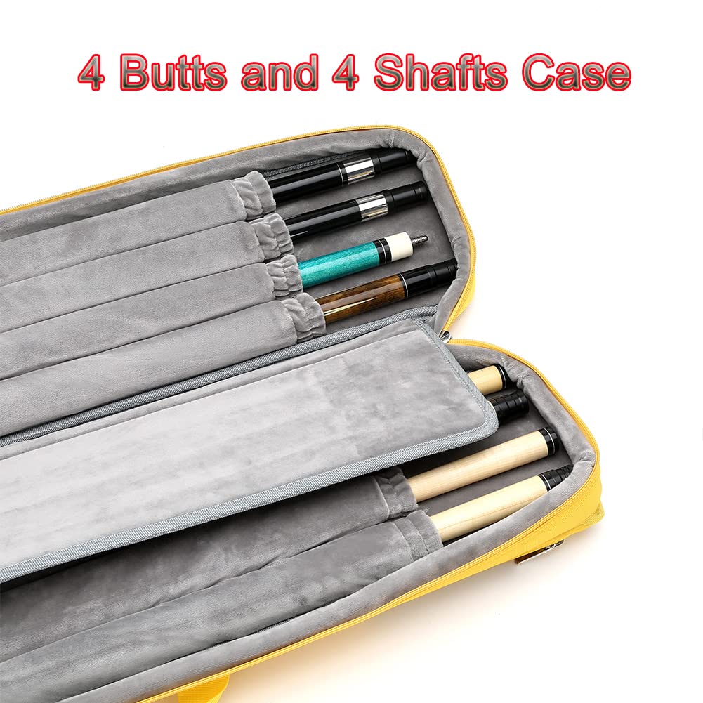 TROUFY 4x4 Pool Cue Case - Durable Yellow Backpack for Carrying 4 Pool Cue Sticks - Perfect for Billiards, Snooker & Travel - Ideal for Pool Players & Tournament Use