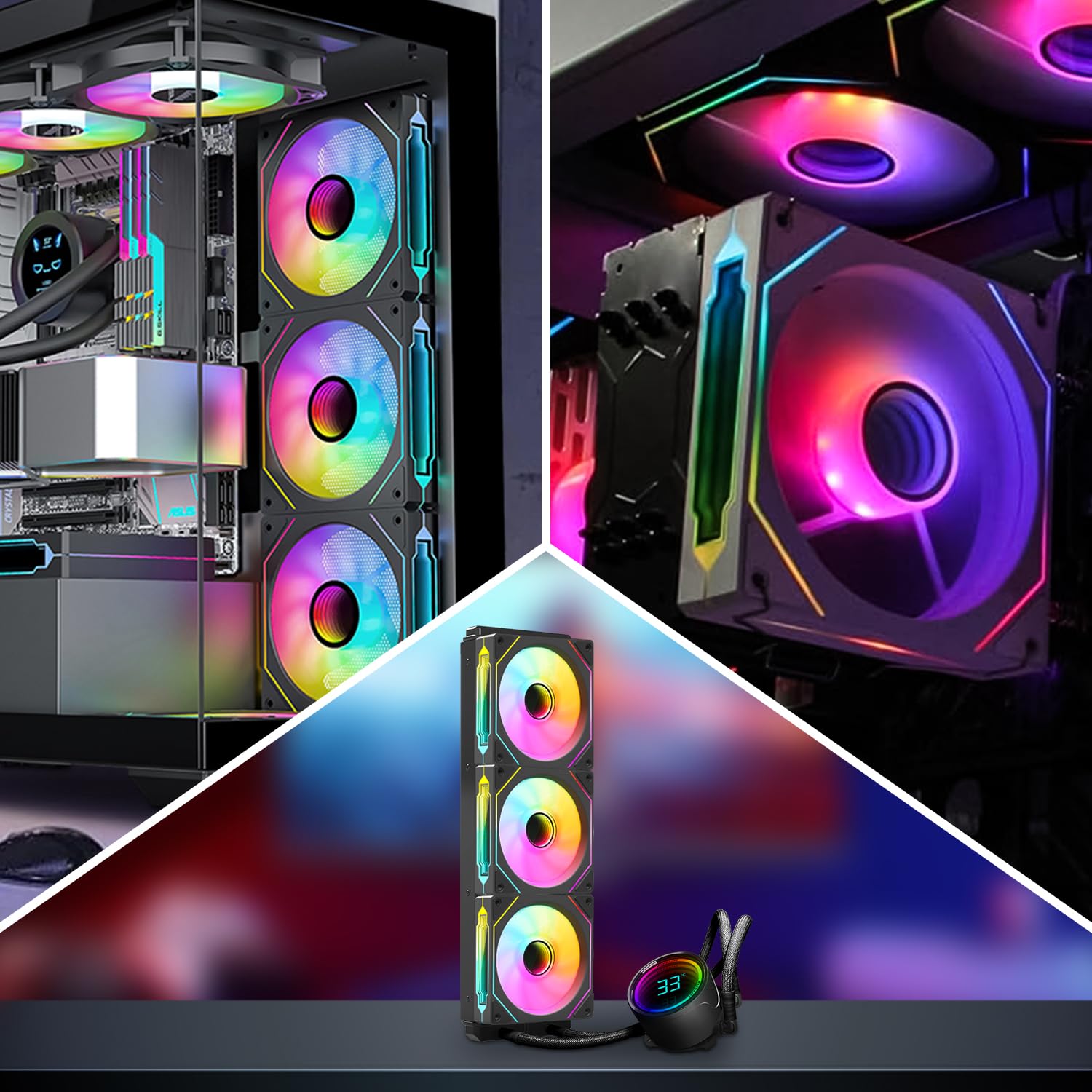 5-Pack 120mm RGB PWM PC Case Fans with ARGB Lighting, Fan Hub & Remote Control - High Speed Cooling for Gaming PC, Liquid Cooling System & Computer Case - Perfect for Custom RGB Builds & PC Modding