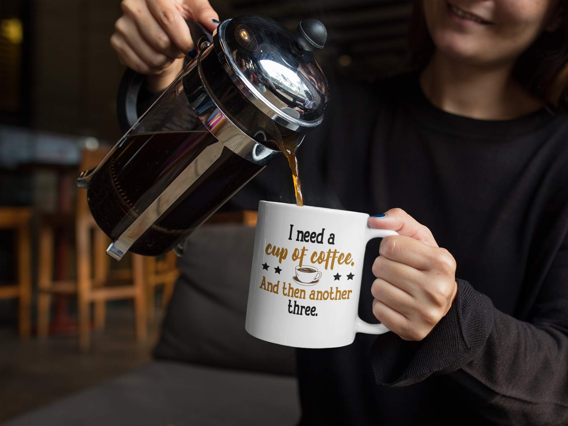 Funny 'I Need Another Three Cups' Coffee & Tea Mug - 11oz Ceramic Cup for Coffee Lovers - Perfect for Office, Home Use & Gift for Tea Drinkers