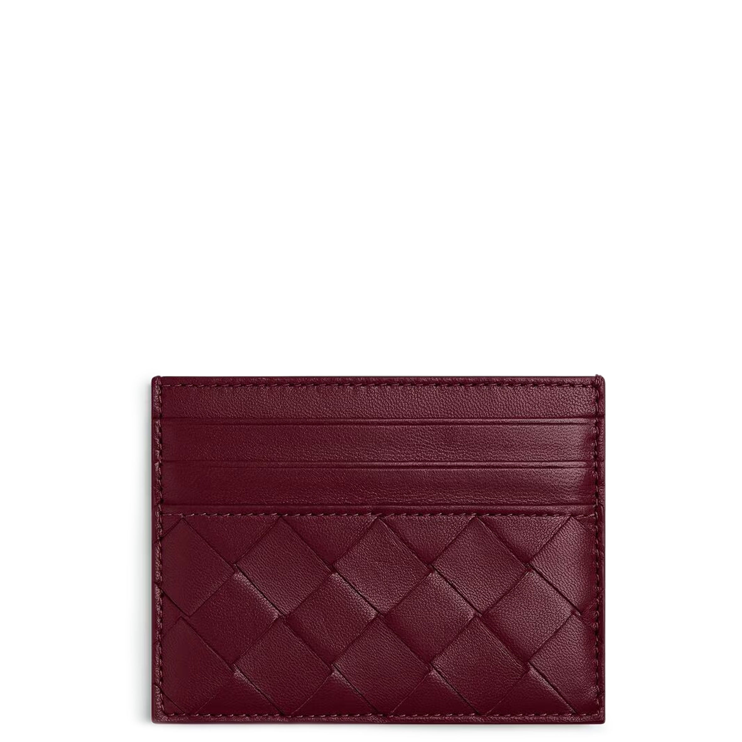 Flat Cardholder 3 Intrecciato in Barolo Color - Slim Leather Credit Card Holder for Men & Women | Perfect for Business, Travel & Everyday Use