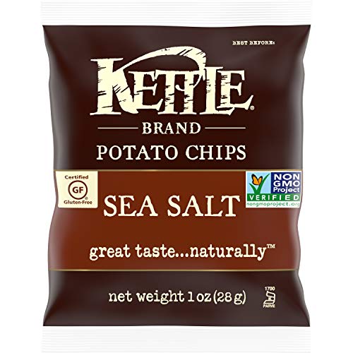 Kettle Brand Sea Salt Potato Chips - 1oz Single Serve Bags (72 Pack) | Healthy Snacks for Parties, Lunch Boxes & On-The-Go
