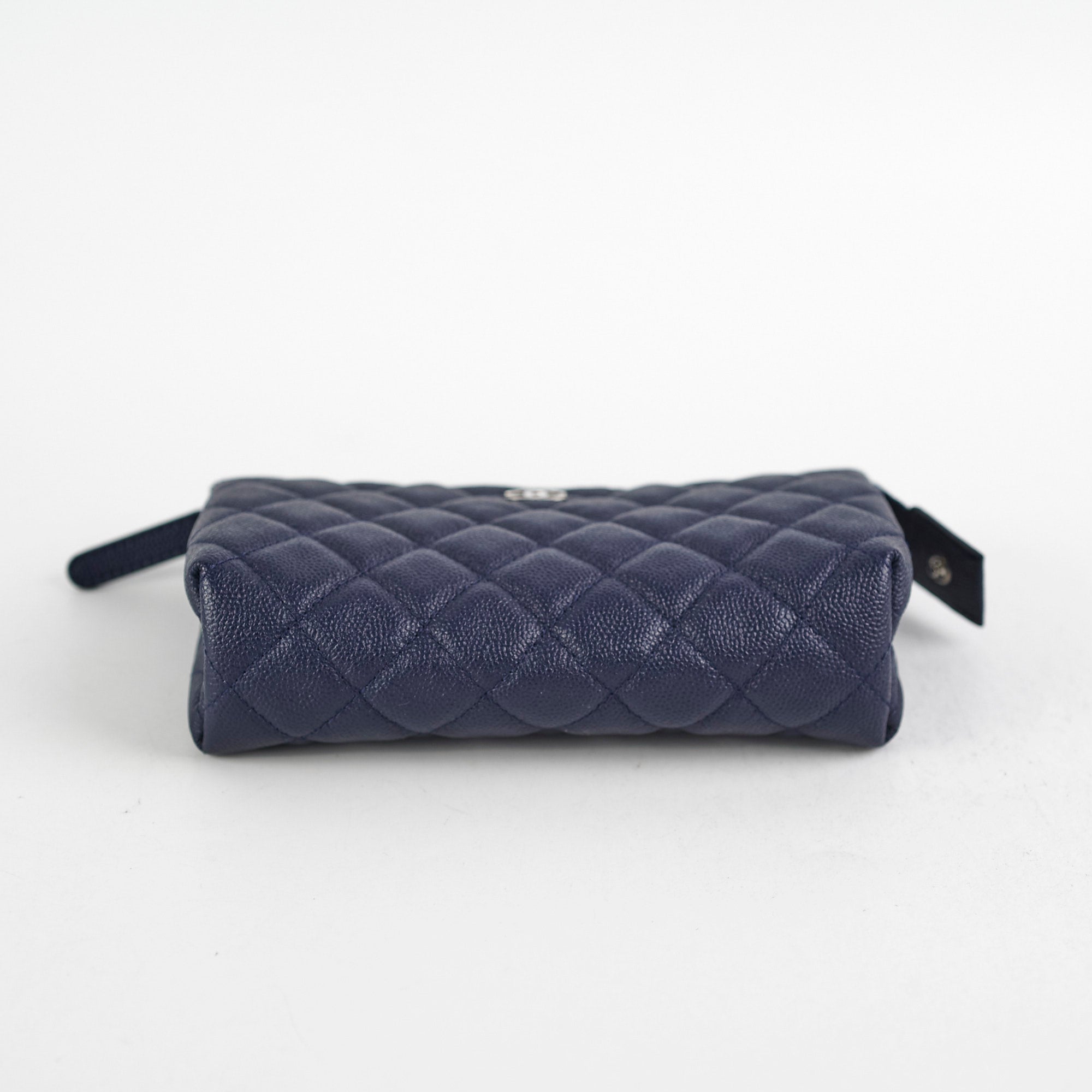 Chanel Quilted Caviar Leather Zip Pouch Wallet Navy Blue - Perfect for Everyday Use, Travel & Gift Giving