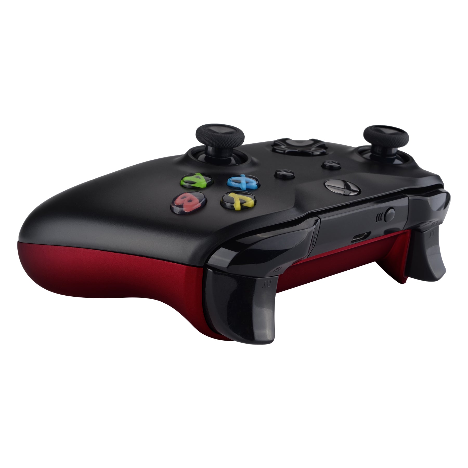 eXtremeRate Scarlet Red Soft Touch Grip Custom Back Shell Panel for Xbox One S & One X Controller (Model 1708) - Replacement Bottom Cover with Side Rails & Battery Door - Enhanced Gaming Comfort for Long Play Sessions