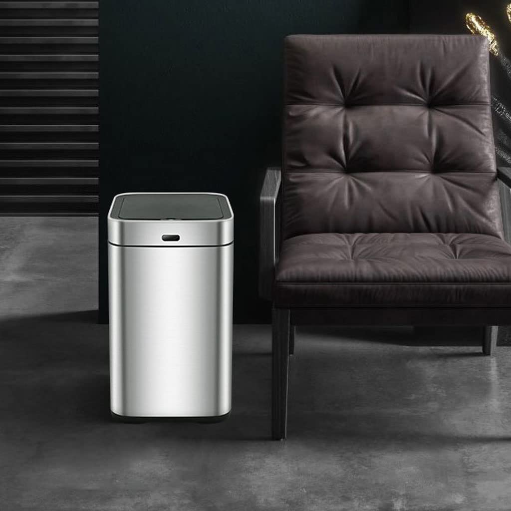Automatic Sensor Trash Can - 10L Stainless Steel Smart Garbage Bin with Rechargeable Battery for Kitchen, Living Room & Bathroom - Hands-Free Motion Sensor Waste Basket for Home & Office Use