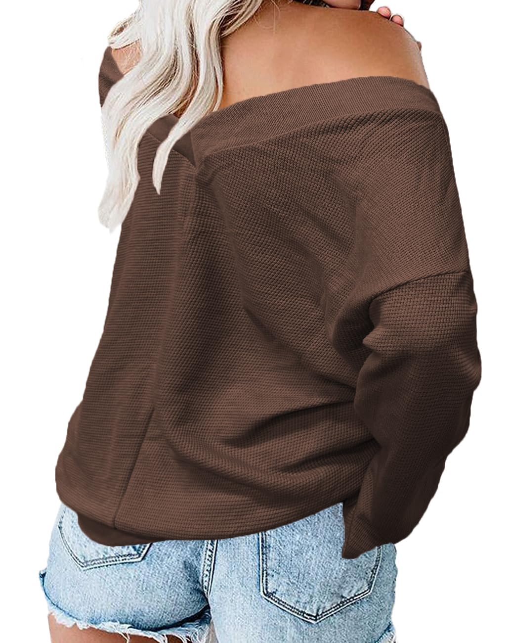 Plus Size Women's Long Sleeve Waffle Knit V-Neck Pullover Sweater Tops 1X-5X - Cozy Fall & Winter Layering for Casual Outfits & Office Wear