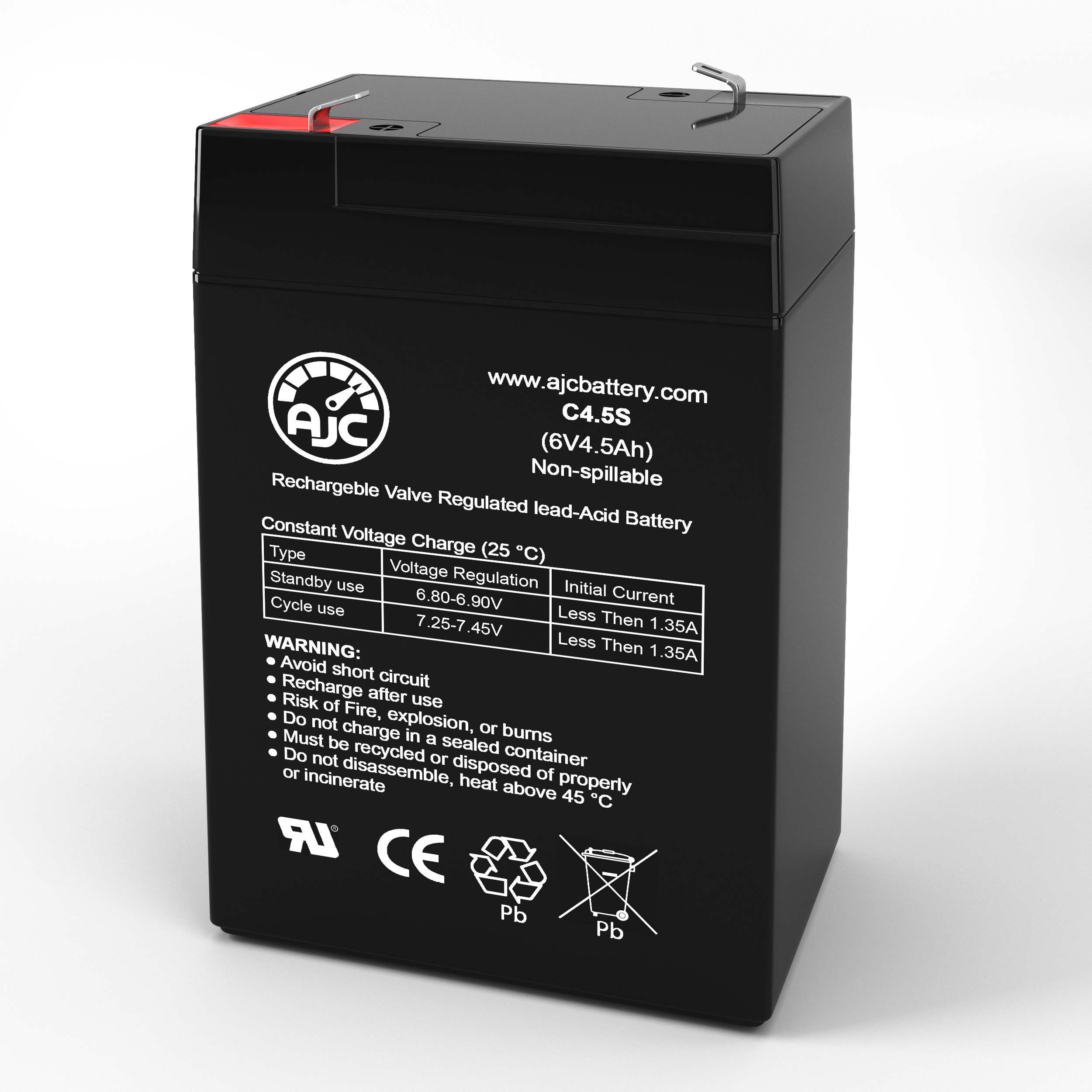 AJC 6V 4.5Ah Sealed Lead Acid Replacement Battery Compatible with Alexander G64016 - Perfect for Emergency Lighting, Security Systems & Power Backup Devices