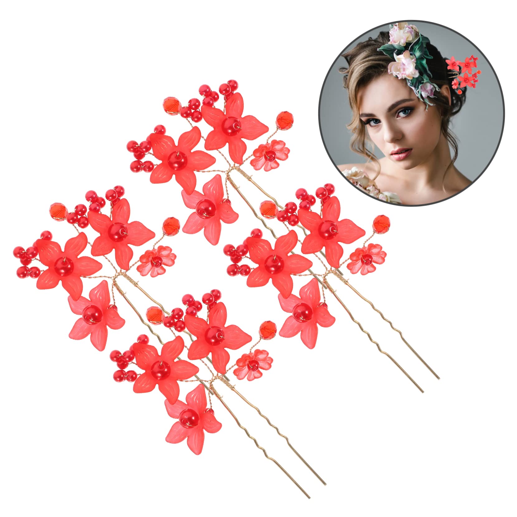 Beavorty 2 Sets Hair Sticks for Women & Girls - Floral Hair Forks, Hair Pins for Buns & Updos - Classic Design (4pcs x 2) - Perfect for Weddings, Parties & Everyday Elegant Hairstyles