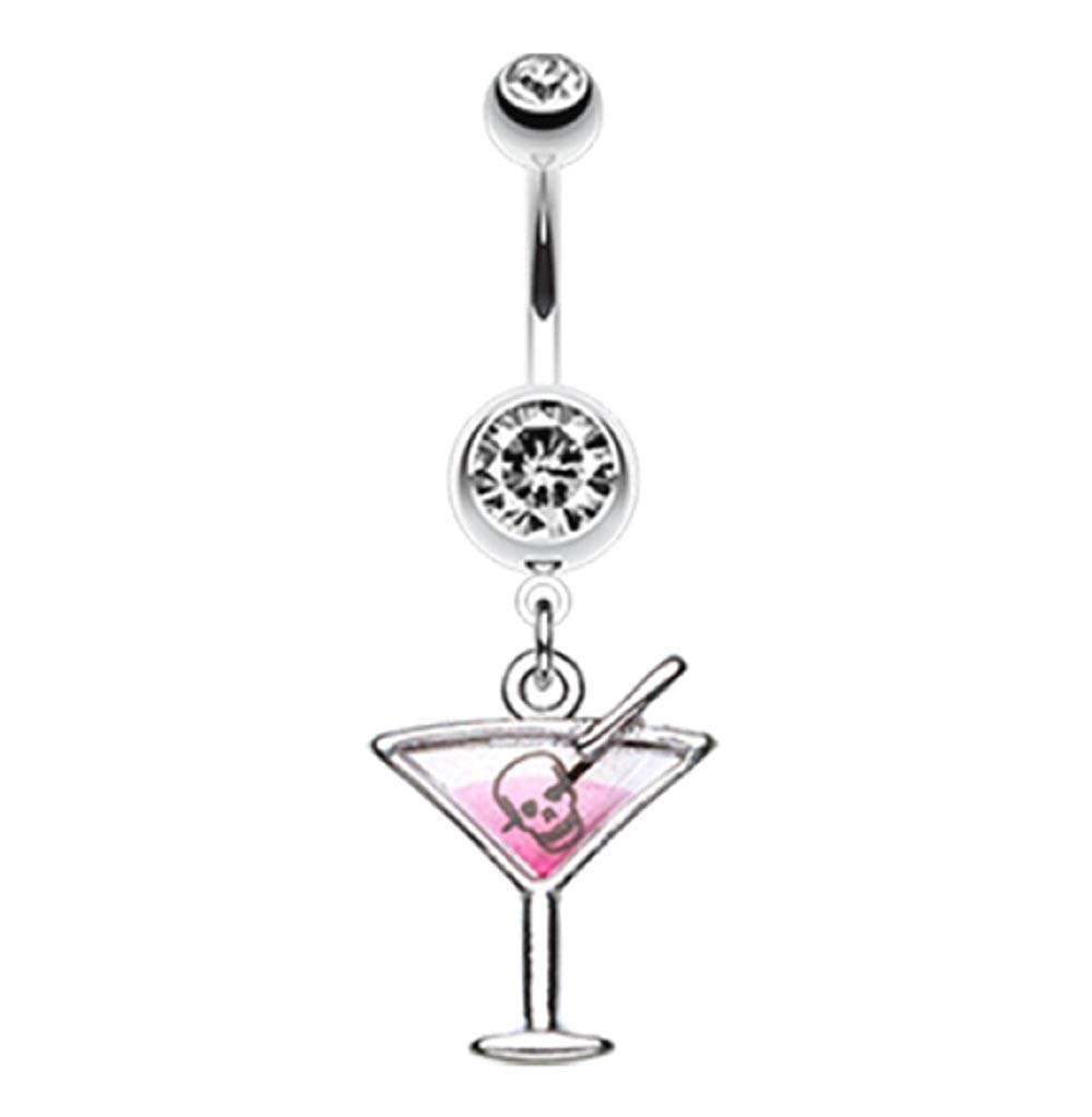 Poison Skull Martini Belly Ring - Gothic Jewelry for Parties & Nightlife