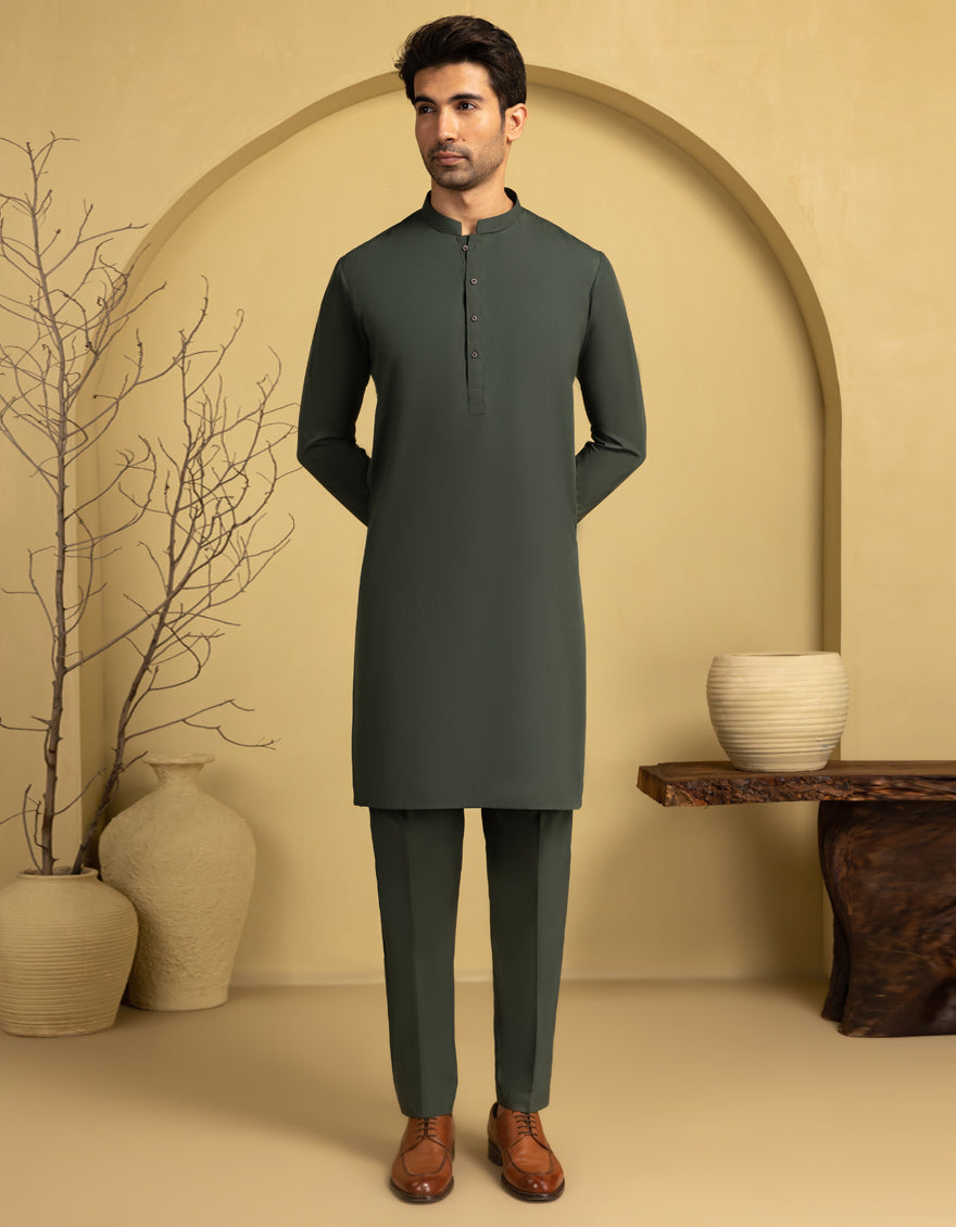 Premium Blended Green Unstitched Suit by J. Junaid Jamshed - Elegant Pakistani Formal Wear for Weddings & Special Occasions