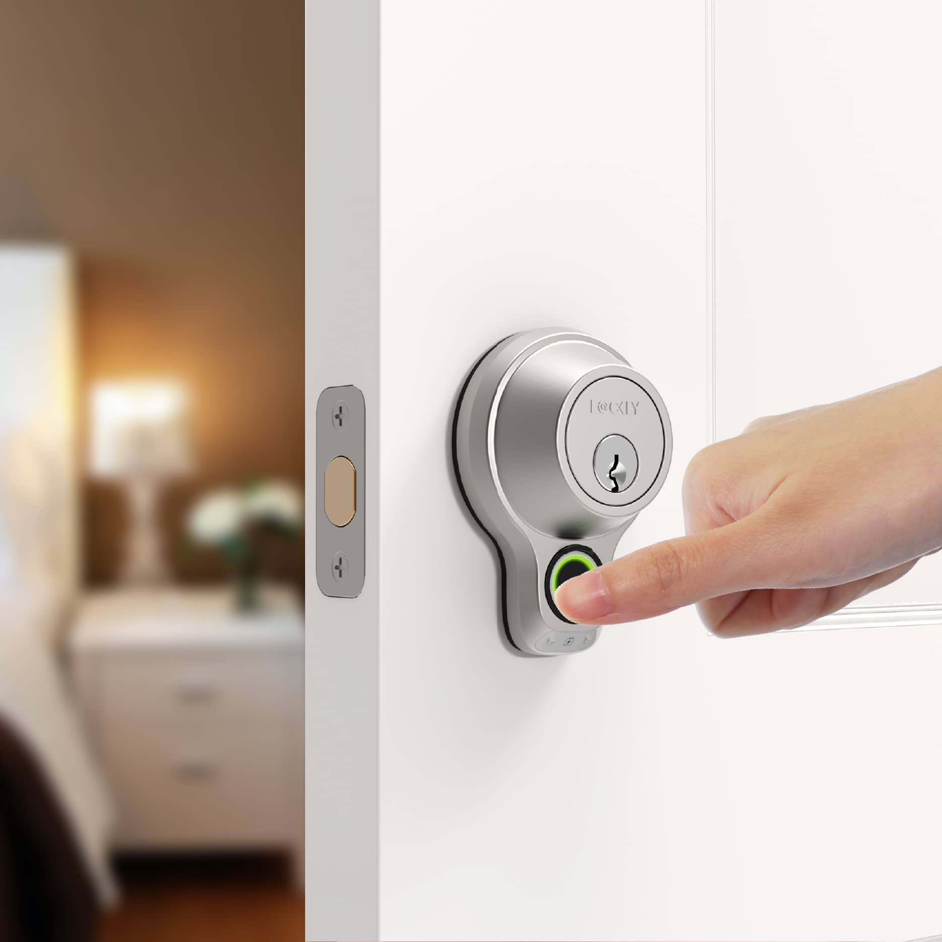 Lockly Flex Touch Smart Bluetooth Deadbolt - Keyless Entry Door Lock with 3D Biometric Fingerprint, Auto Lock & Security Alerts (Satin Nickel) for Home, Office & Vacation Rental Security
