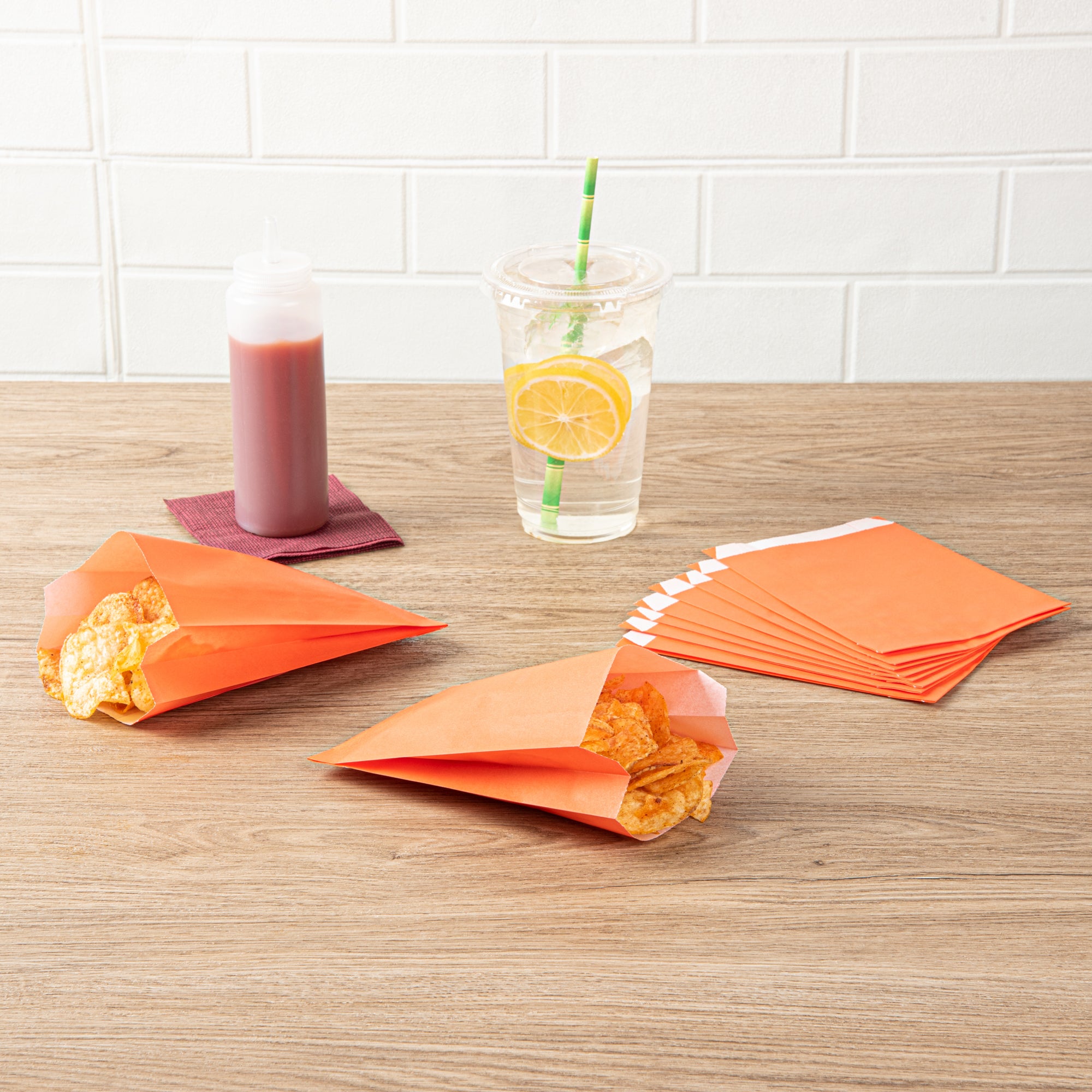 Orange Paper French Fry Bags - 4.25