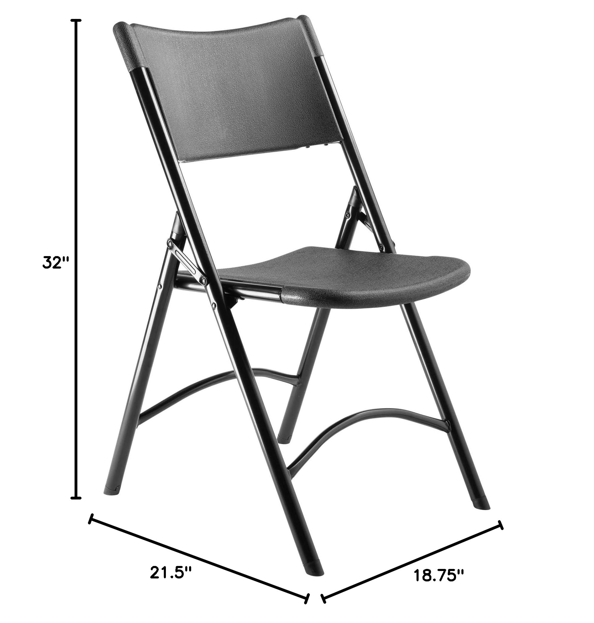 National Public Seating 600 Series Heavy Duty Plastic Folding Chairs - 4 Pack | Lightweight Portable Steel Frame with 2 Cross Braces | Ideal for Outdoor Events, Camping, Picnics & Home Use