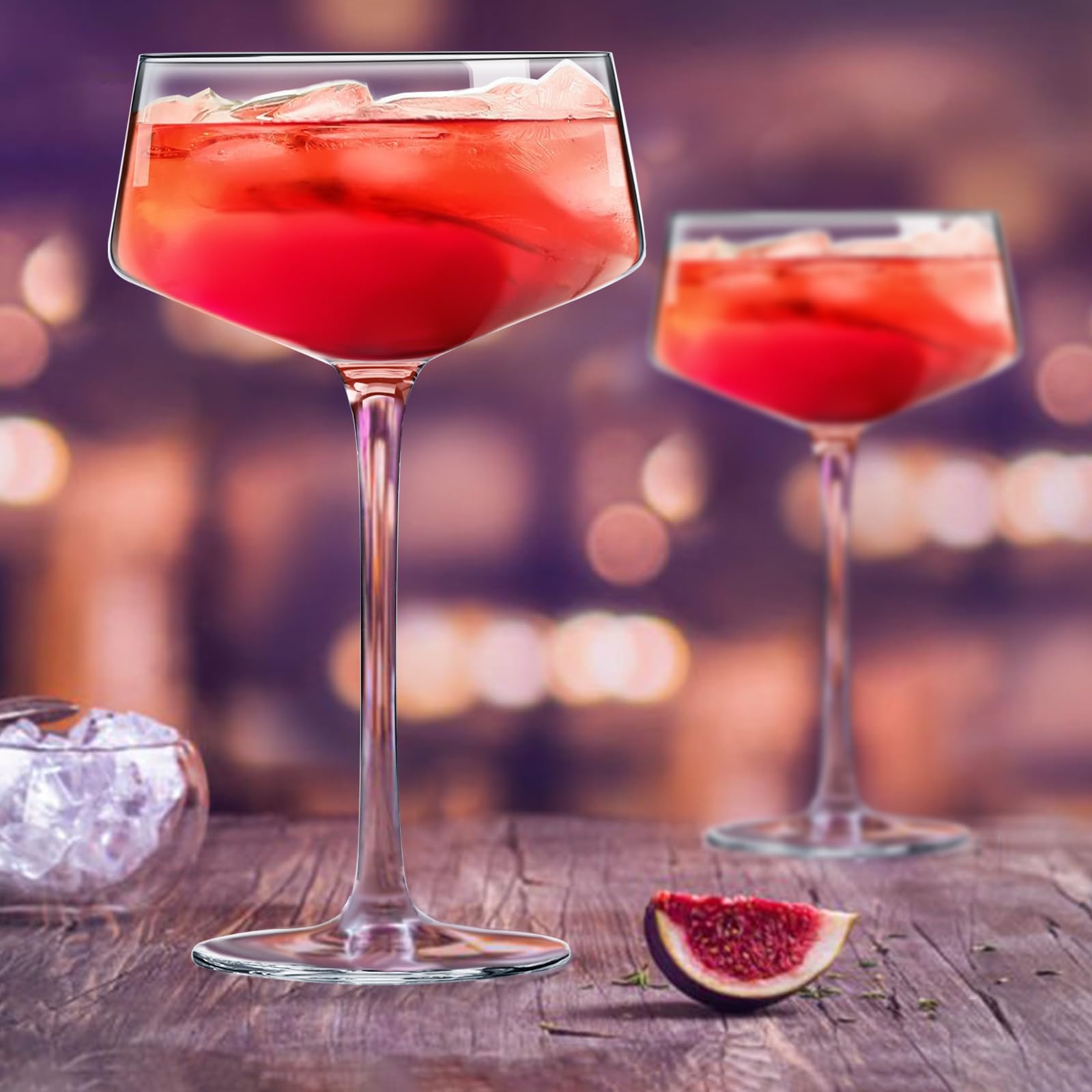 Premium Hand-Blown Martini & Coupe Glasses Set of 2 (8oz/240ml) - Elegant Cocktail Glasses for Martinis, Margaritas & Champagne - Perfect for Home Bars, Parties, Wedding Receptions & Gift Giving