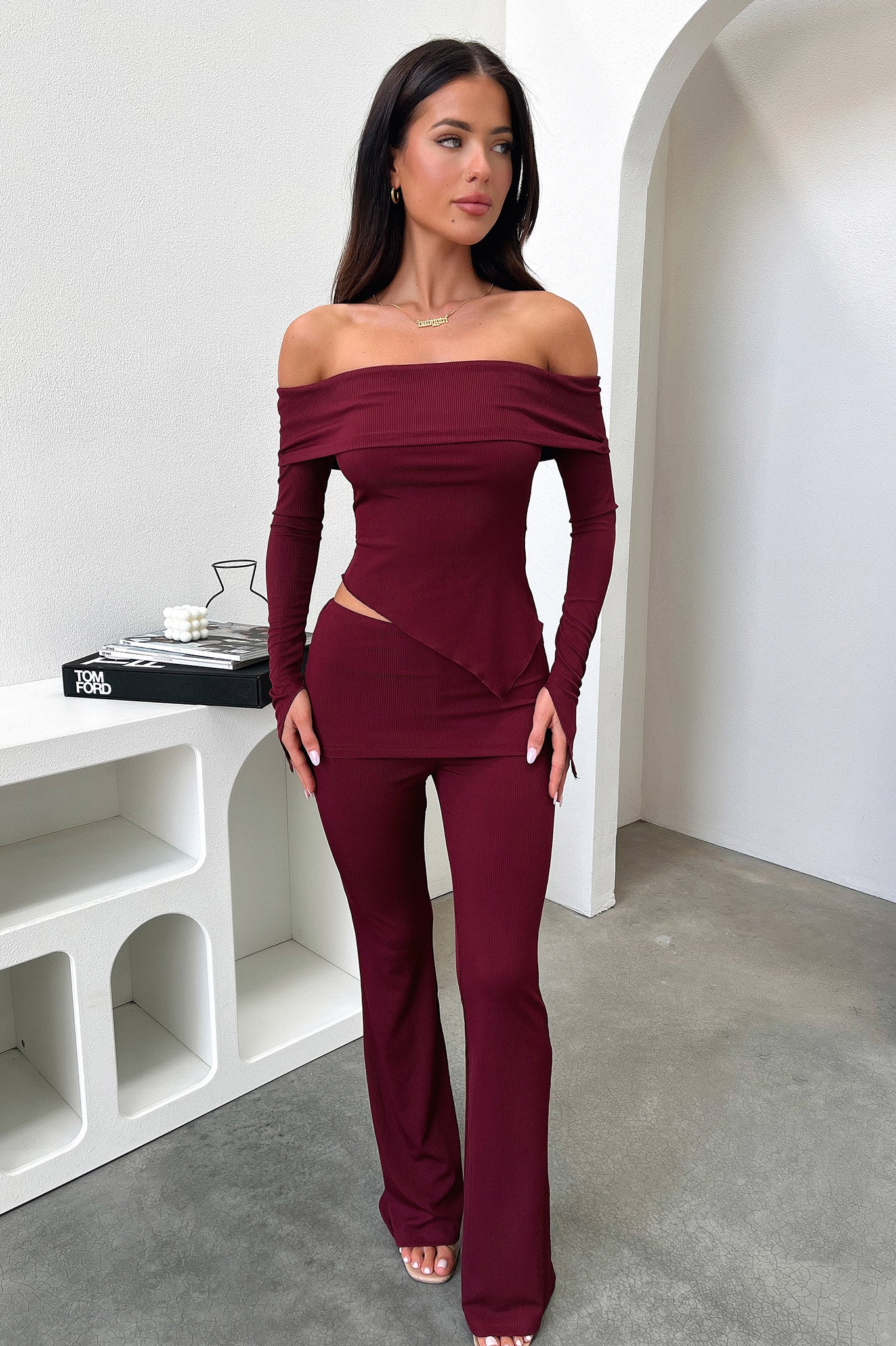 Aniston Women's Casual Pants in Burgundy - Comfortable Stretch Trousers for Work, Travel & Everyday Wear
