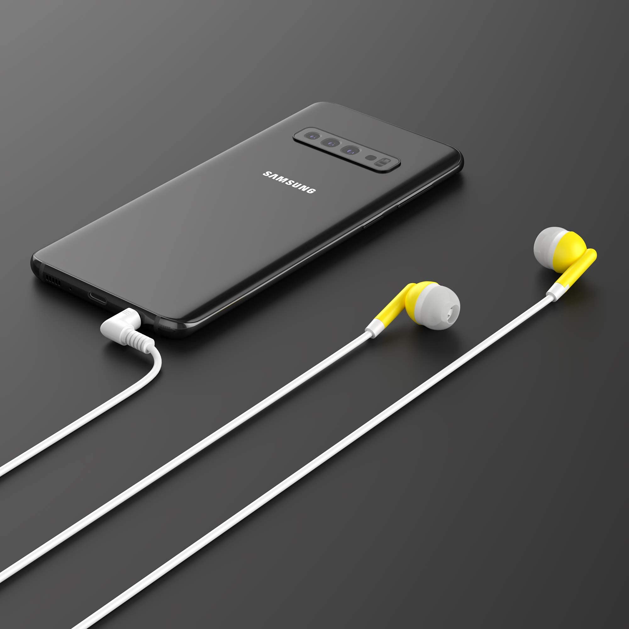 Maeline Bulk Earbuds with 3.5mm Headphone Jack - 1000 Pack Yellow - Wholesale In-Ear Headphones for Schools, Gyms, Events & Giveaways