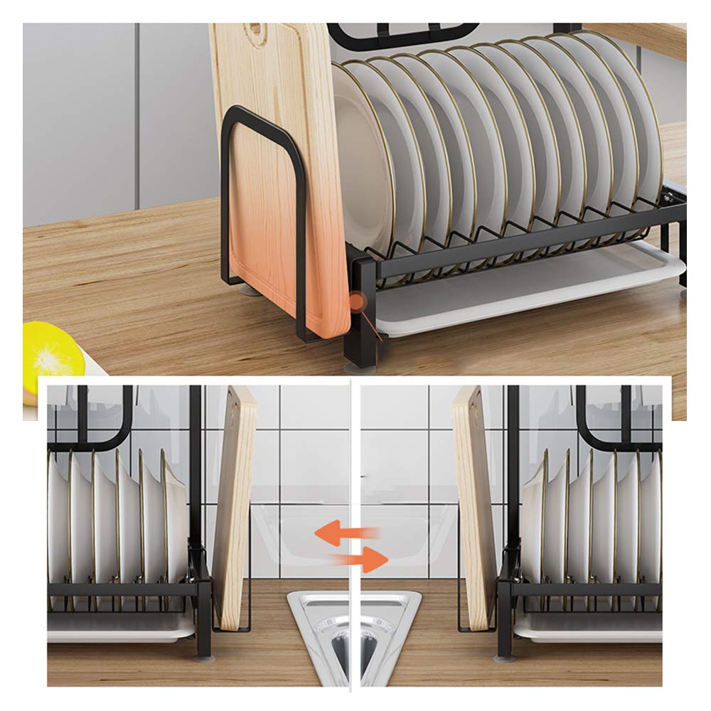Stainless Steel Kitchen Rack - Dish Drainer, Cutting Board & Knife Holder with Chopsticks Storage - Space Saving Organizer for Countertop, Sink & Small Kitchen - Black Finish