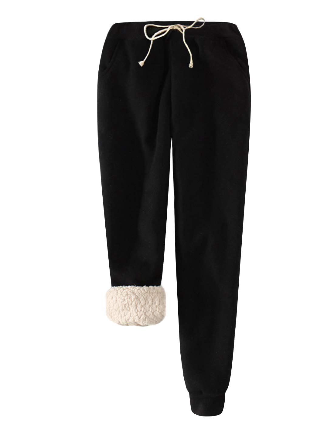Women's Winter Warm Sherpa Lined Sweatpants - Soft Fleece Joggers with Elastic Waistband for Yoga, Running & Lounge Wear - Cozy Athletic Pants for Cold Weather & Outdoor Activities