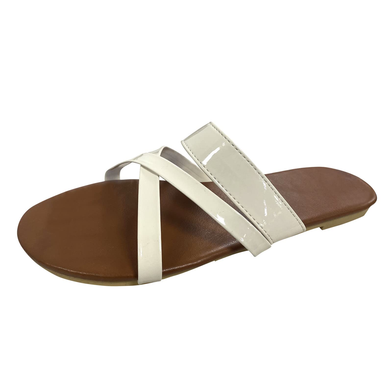 Women's Casual Summer Sandals - Fashion Strap Round Toe Flat Beach Slippers | Perfect for Walking, Vacation & Outdoor Activities