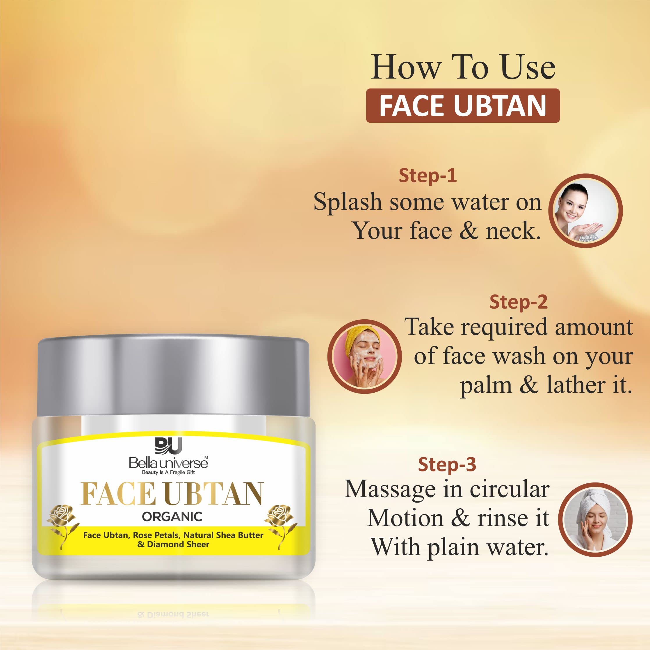 Bella Universe Ubtan Powder with Turmeric, Saffron, Rose Petal & Orange Peel - Natural Face Mask for Hyperpigmentation, Dark Spots & Radiant Skin | 100g | Perfect for Daily Glow Routine & Ayurvedic Skincare