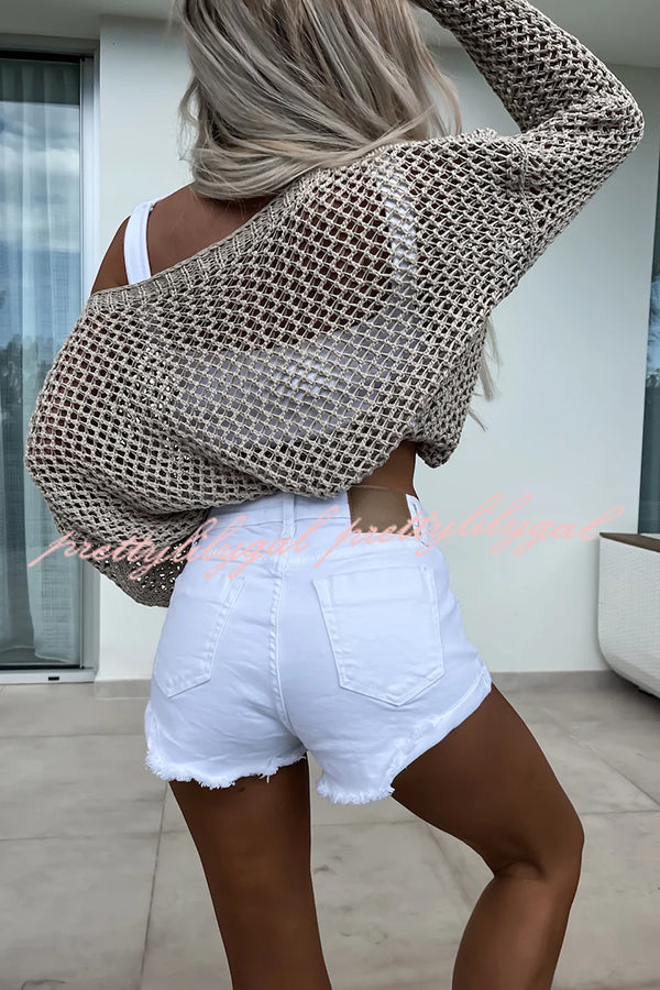 Stylish Long Sleeve Beach Cover Up - Breathable Hollow Loose Top for Women | Perfect for Vacation, Poolside, and Summer Outings